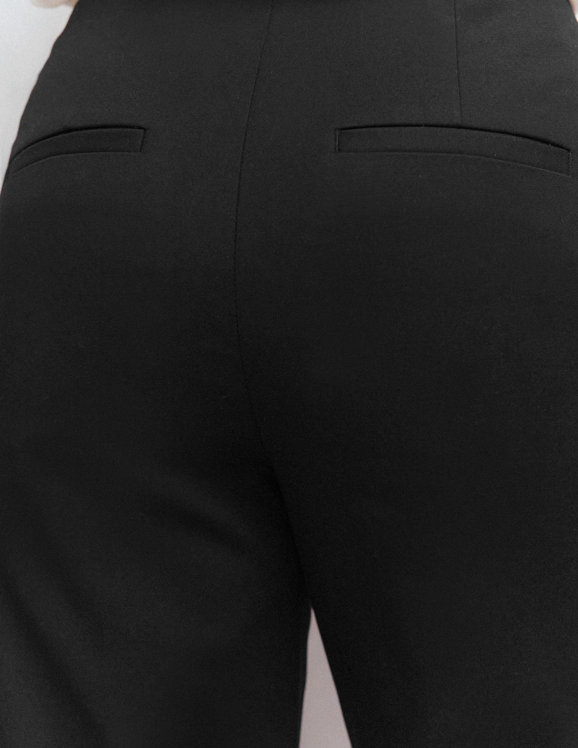 Schmal geschnittene Baumwollhose-Schwarz - Image 5