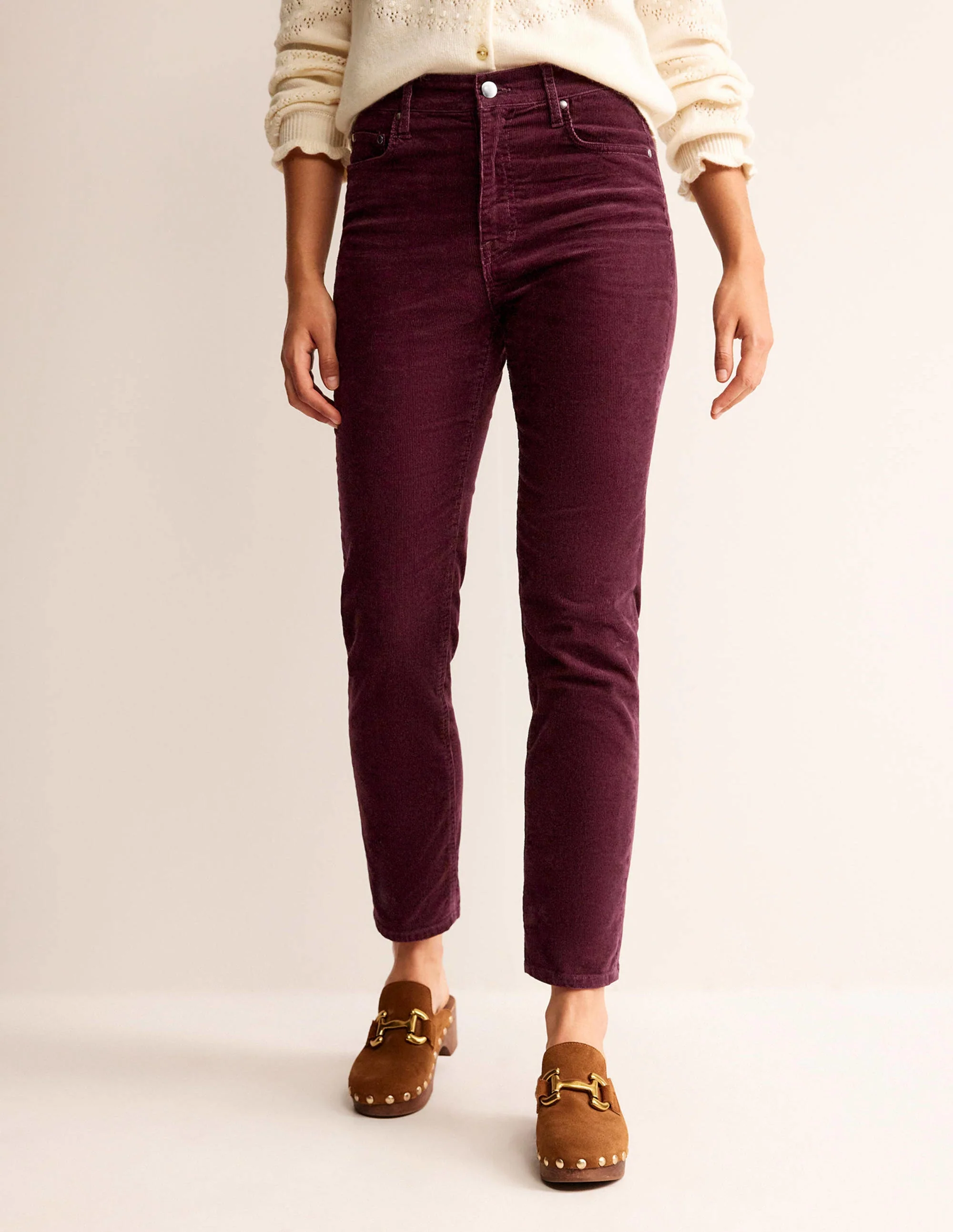 Schmal geschnittene Cord-Jeans mit 5 Taschen-Dunkles Burgunderrot - Image 4
