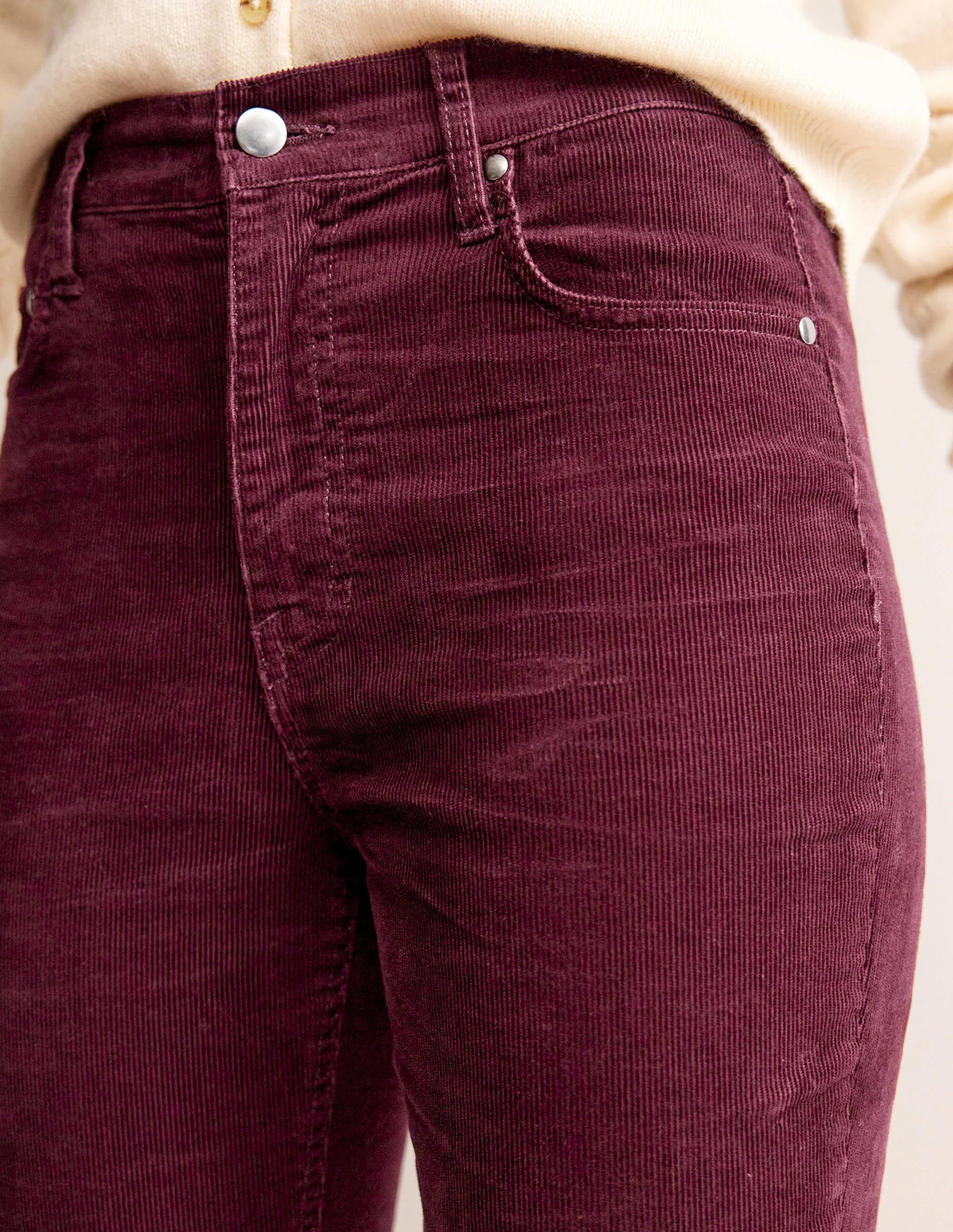 Schmal geschnittene Cord-Jeans mit 5 Taschen-Dunkles Burgunderrot - Image 5