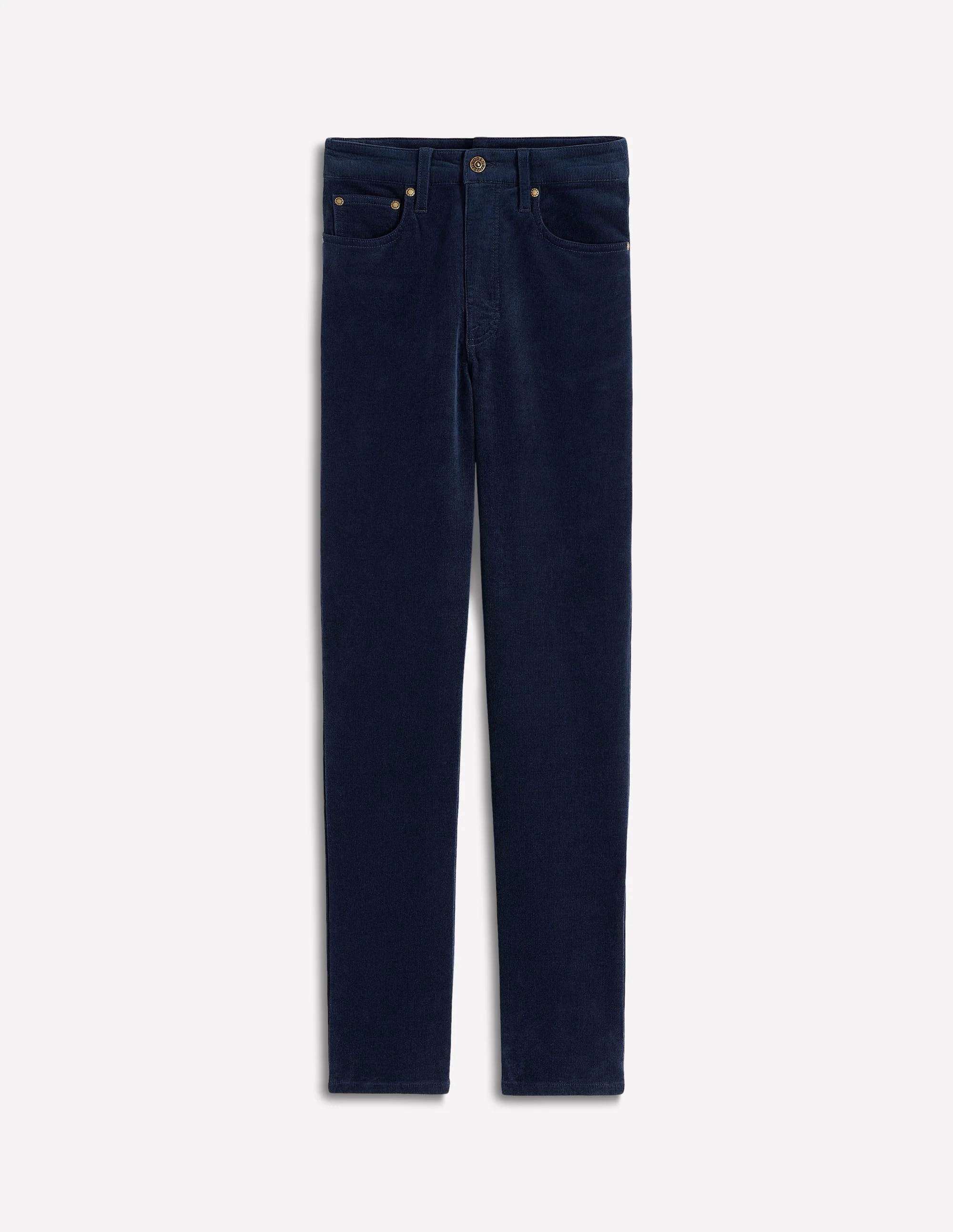 Schmal geschnittene Cord-Jeans mit hohem Bund-Marineblau - Image 6