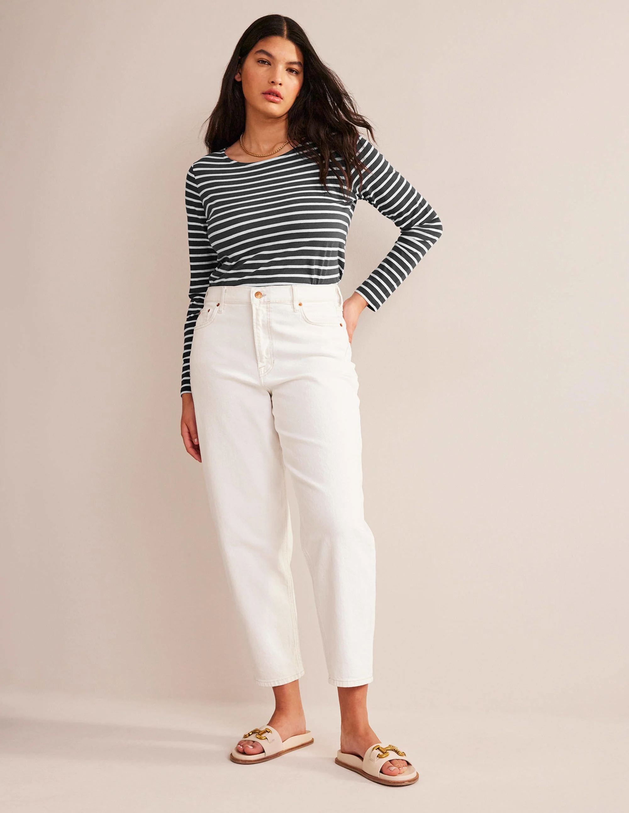 Schmal zulaufende 90er-Jeans mit hoher Taille-Weiß - Image 6