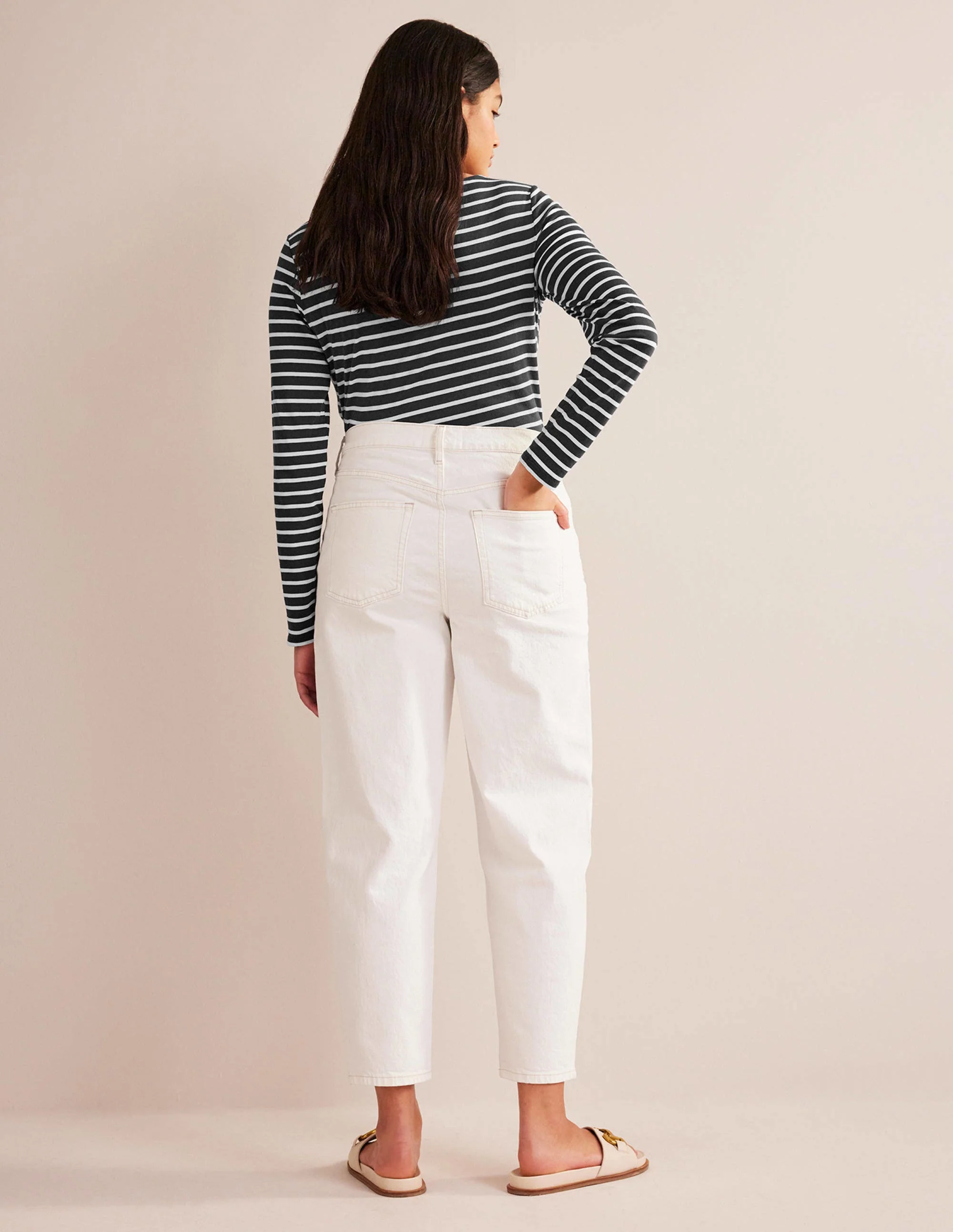 Schmal zulaufende 90er-Jeans mit hoher Taille-Weiß - Image 7