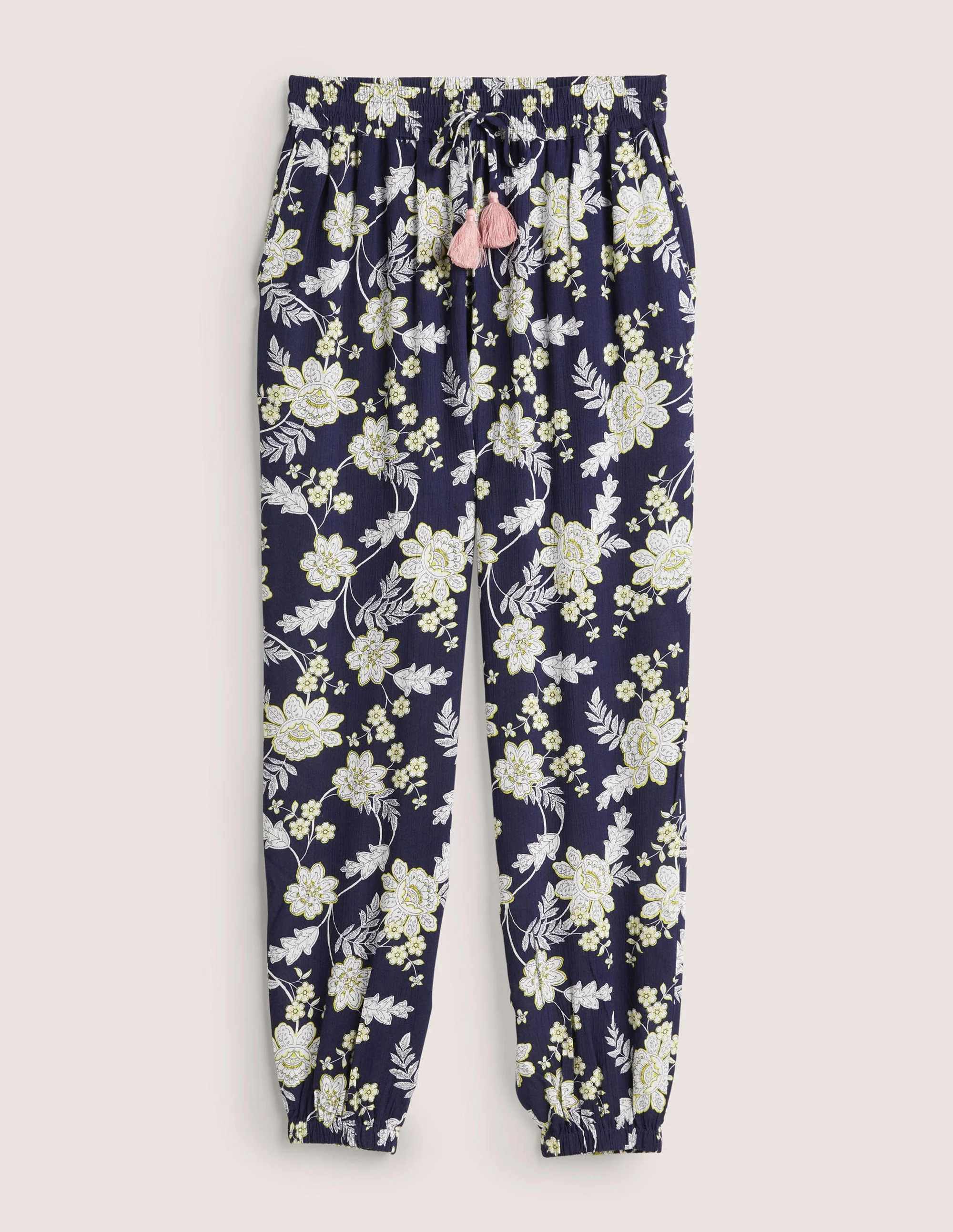 Schmal zulaufende Crinkle-Hose-Französisches Navy, Chintz-Blumen - Image 5