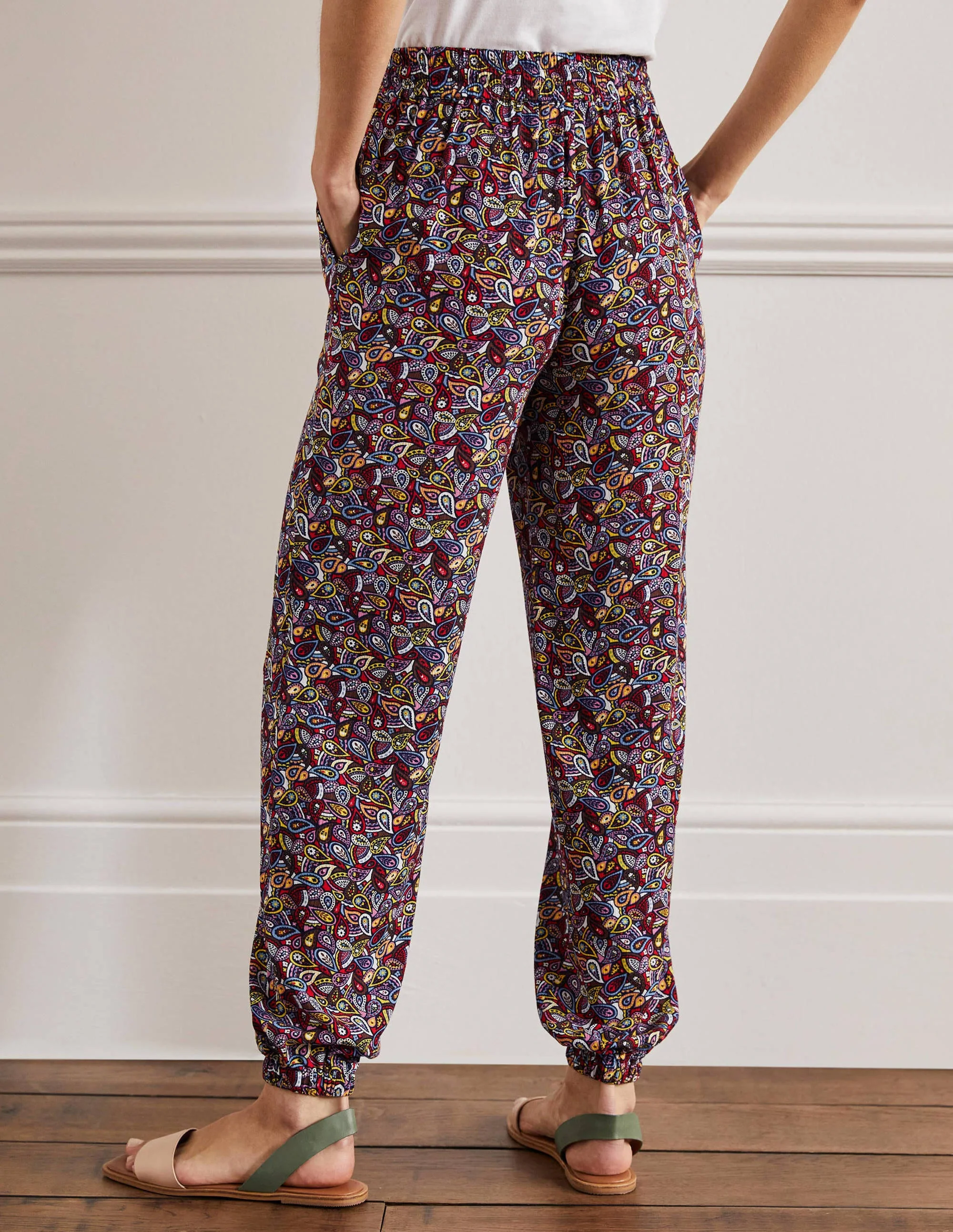 Schmal zulaufende Crinkle-Hose-Französisches Navy, Paisleymuster - Image 3