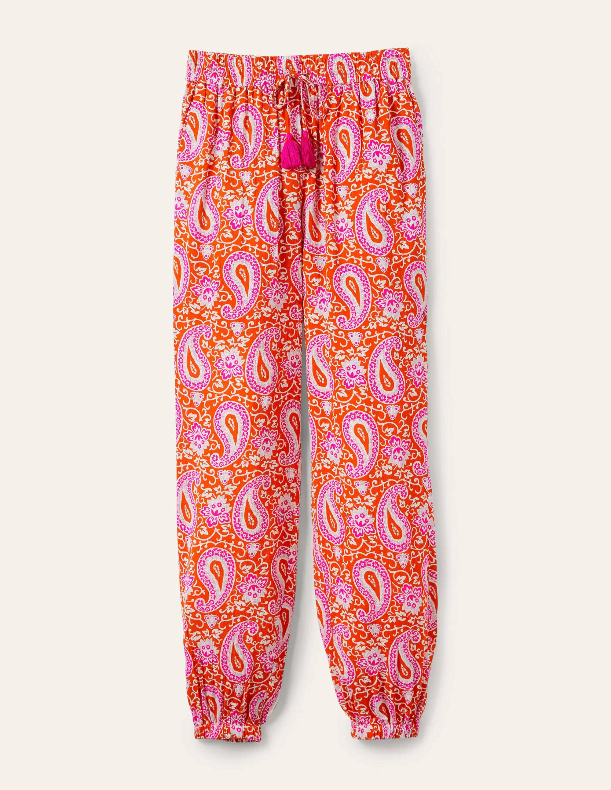 Schmal zulaufende Crinkle-Hose-Papayaorange, Bezauberndes Paisleymuster - Image 5
