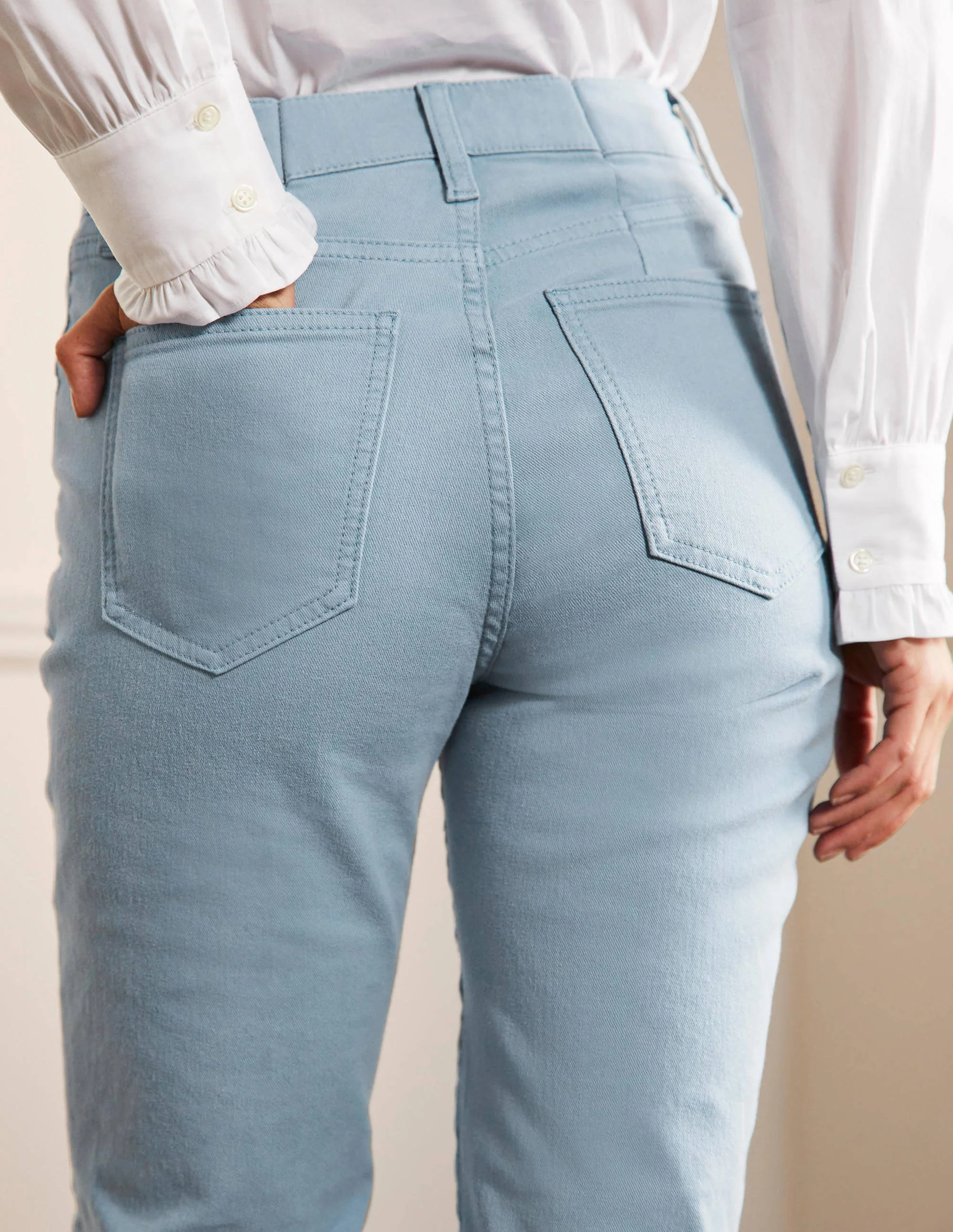 Schmale 7/8-Hose mit geradem Schnitt-Graublau, Stickerei - Image 3
