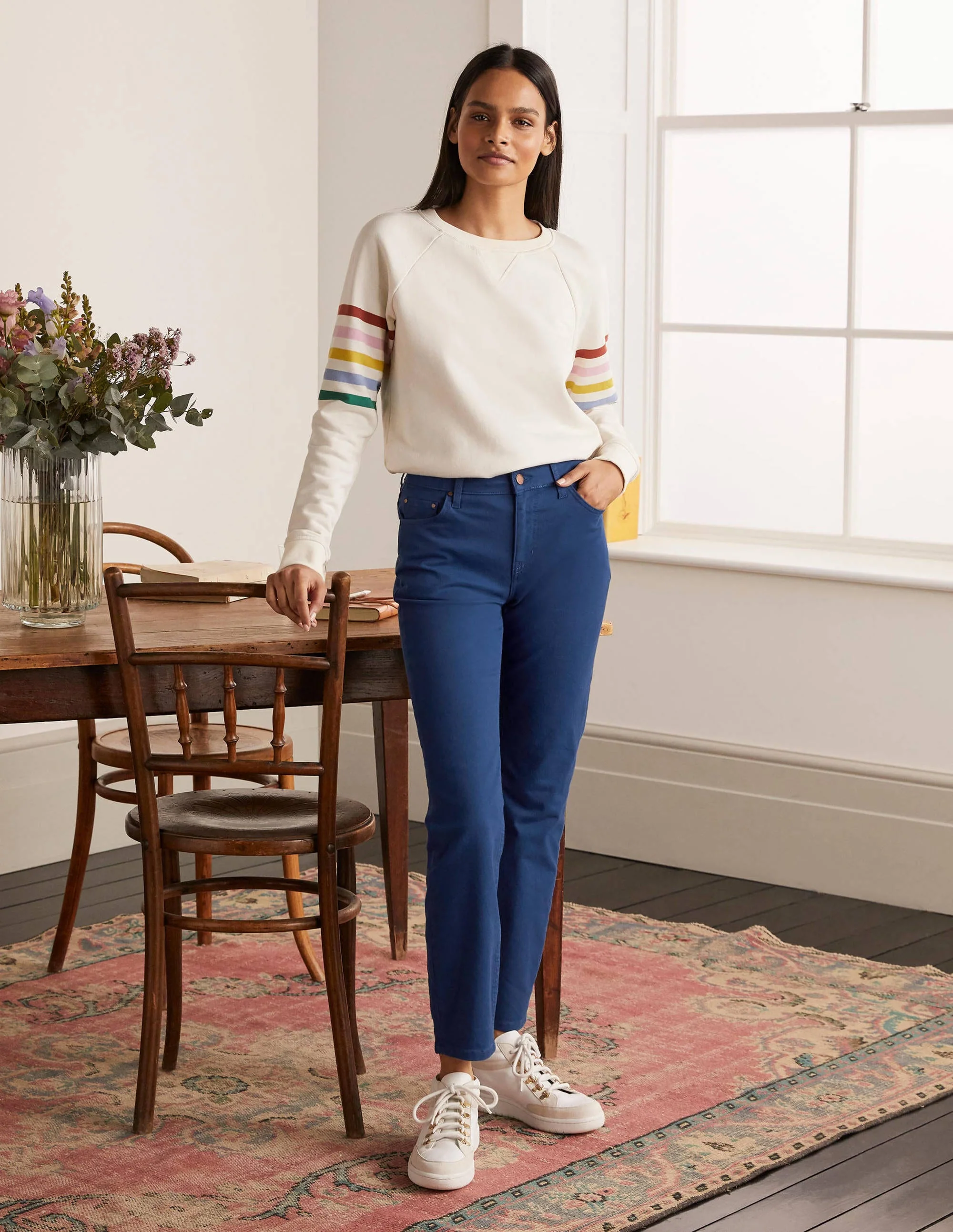 Schmale 7/8-Hose mit geradem Schnitt-Tiefblau - Image 4