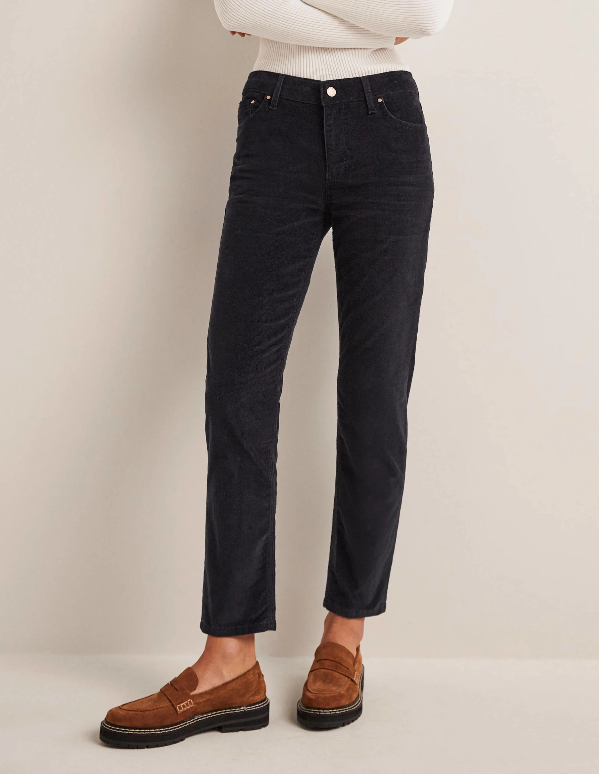 Schmale Cord-Jeans mit geradem Bein-Marineblau - Image 4