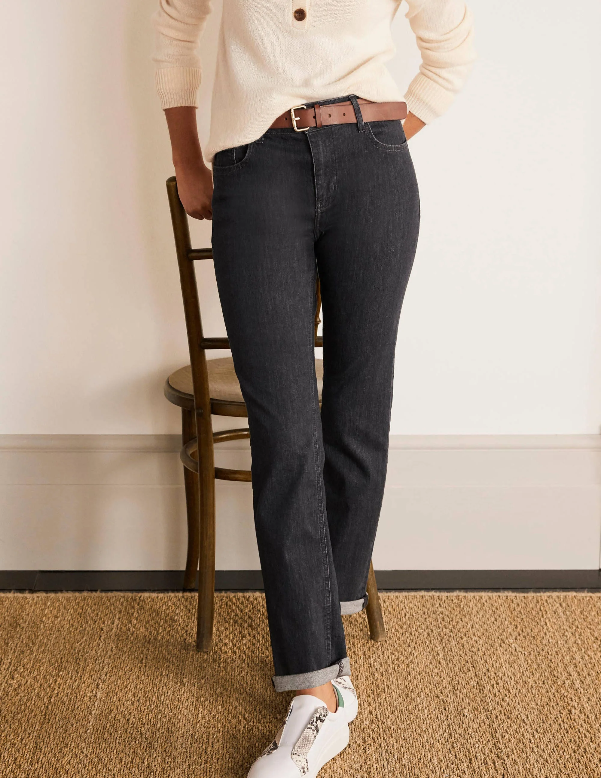 Schmale Jeans mit geradem Bein-Grau