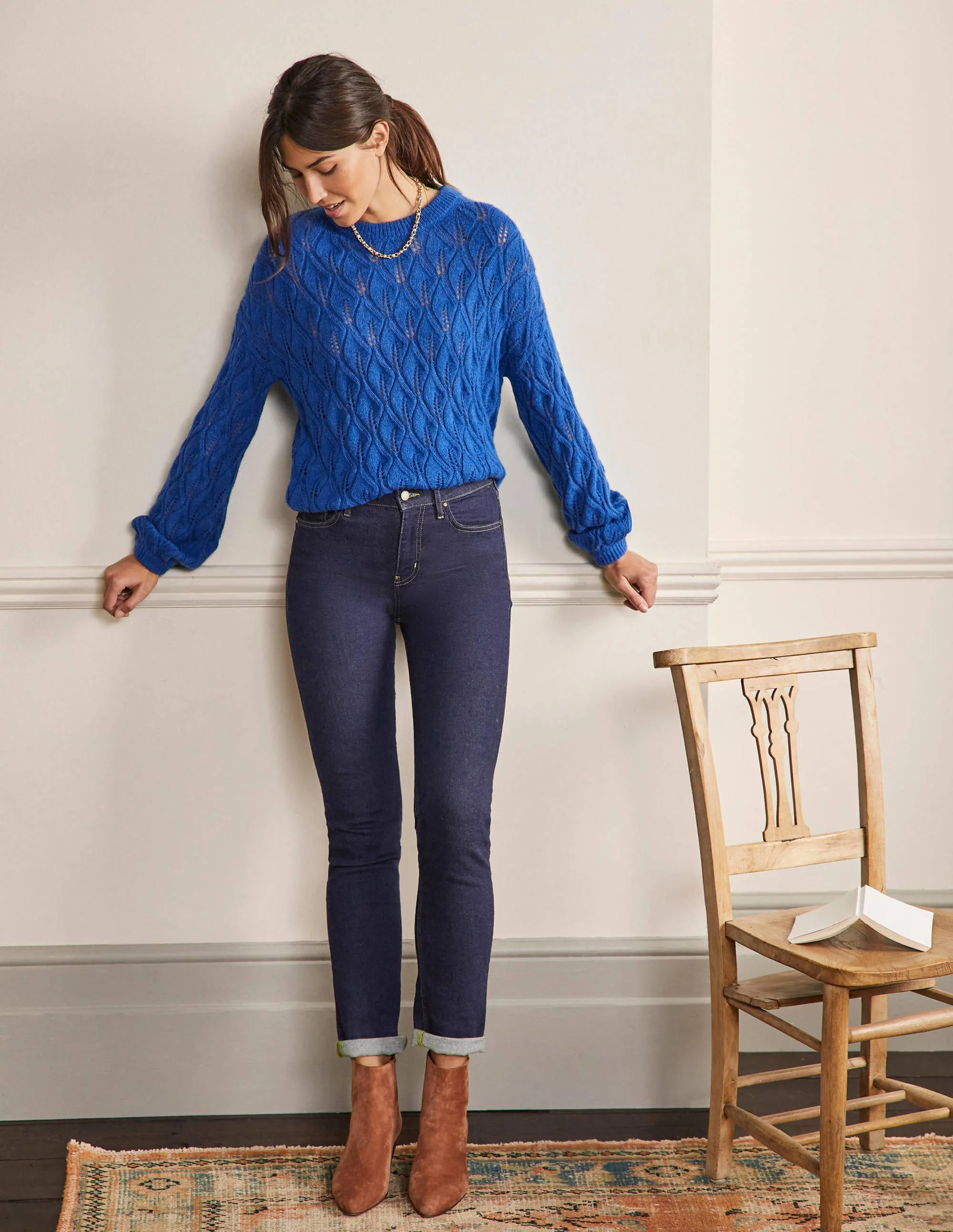 Schmale Jeans mit geradem Bein-Indigoblau