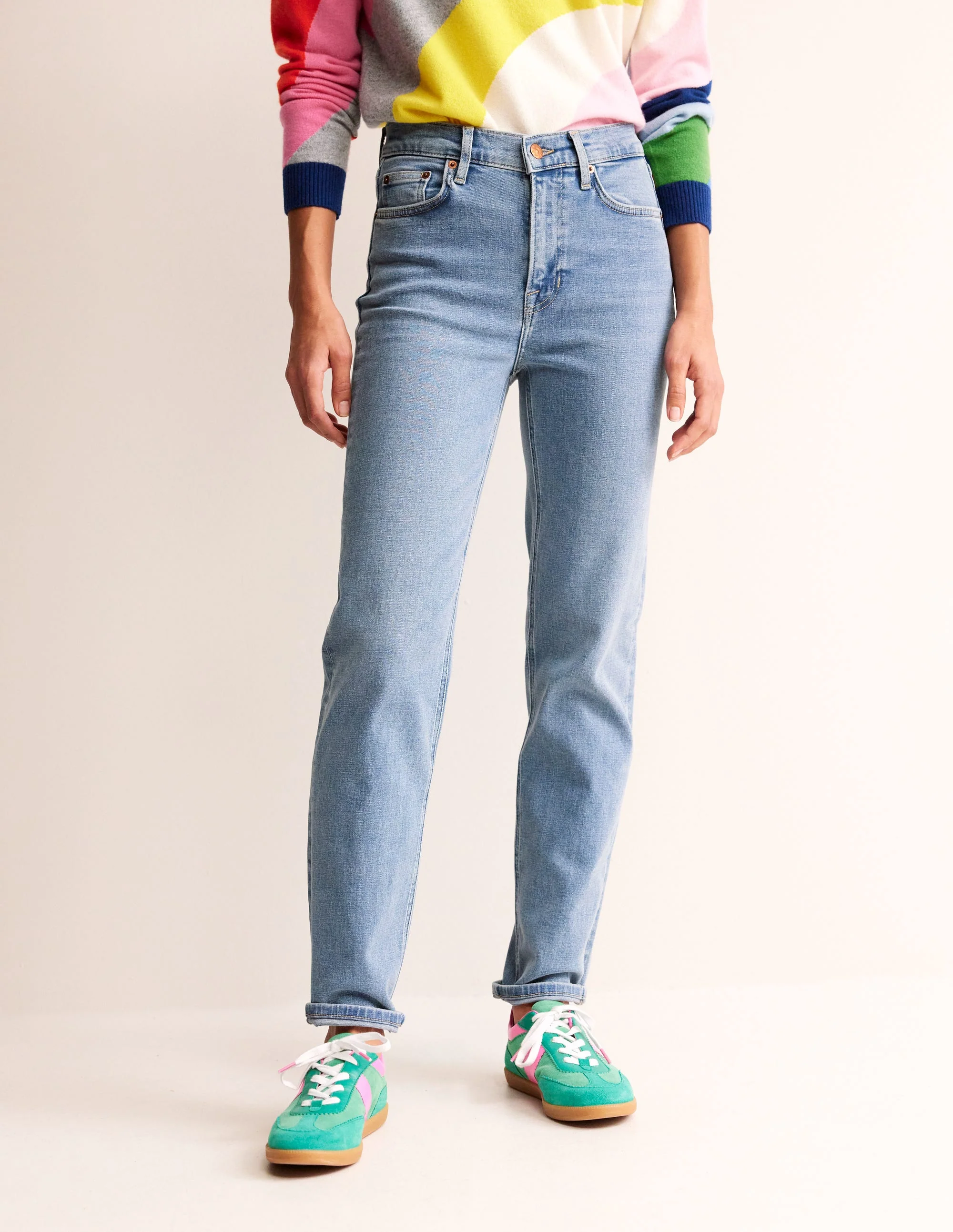 Schmale Jeans mit mittelhohem Bund-Ausgeblichene Optik - Image 4