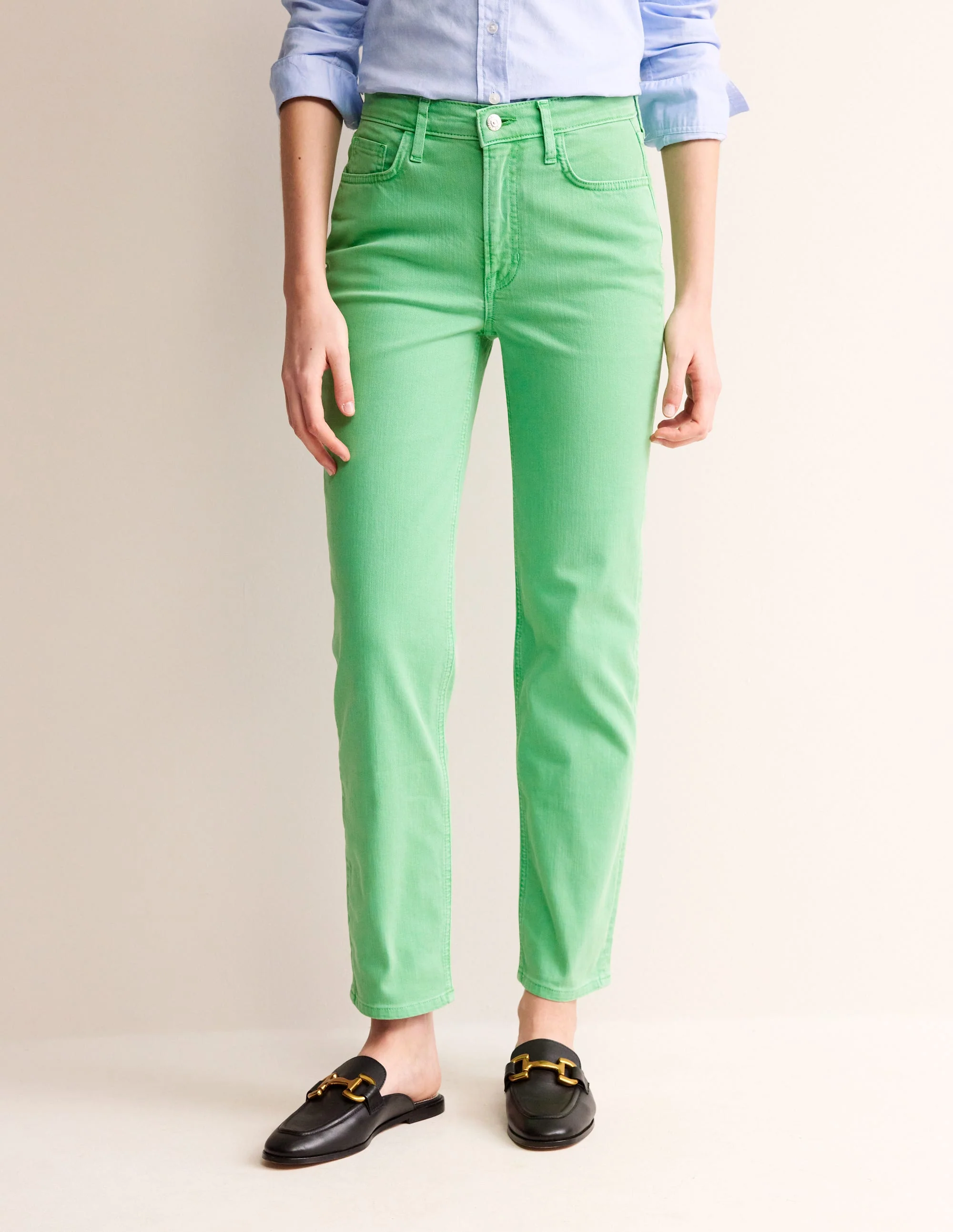 Schmale Jeans mit mittelhohem Bund-Ming-Grün - Image 4