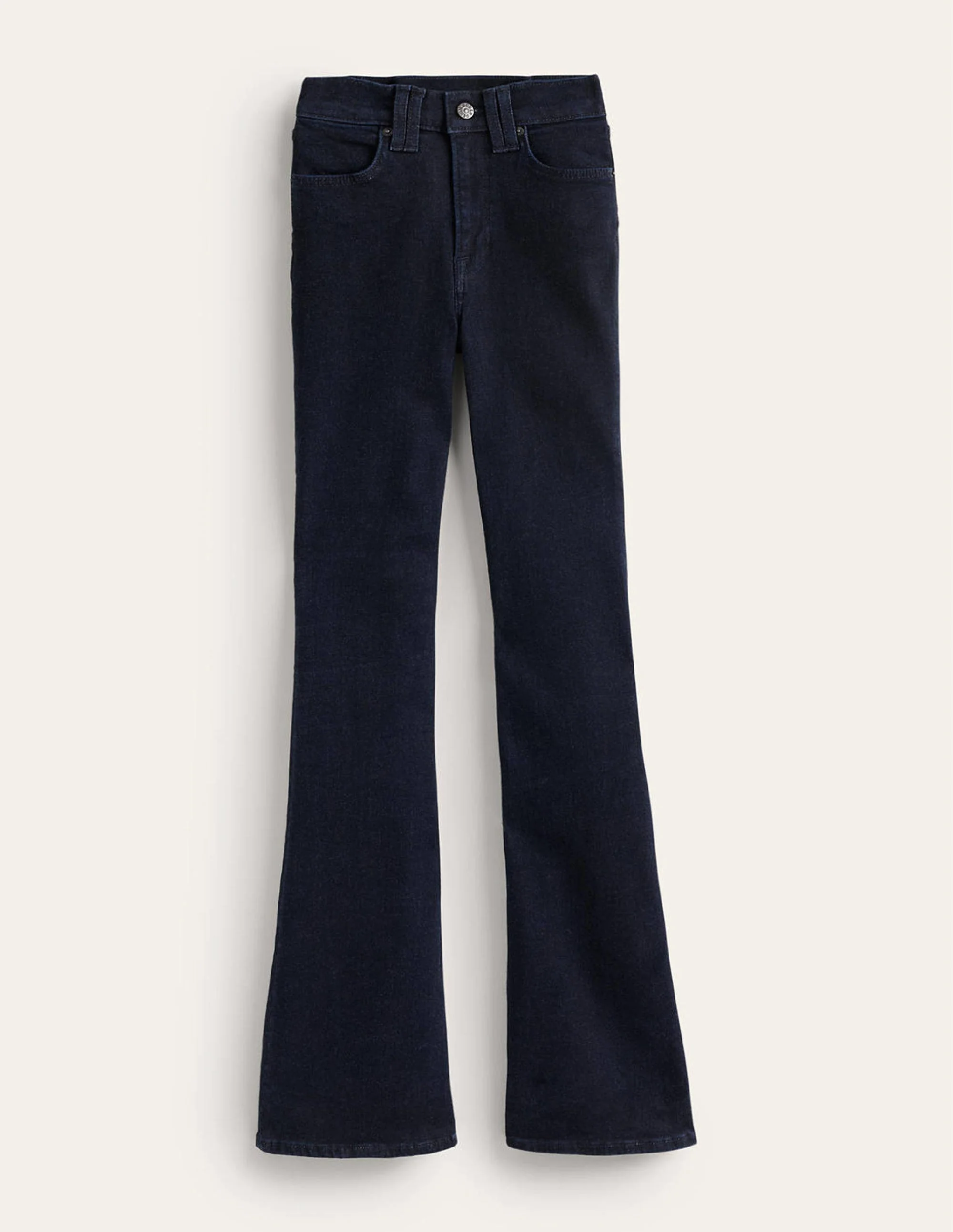 Schmale Jeans mit mittelhohem Bund und leichtem Schlag-Indigo Waschung - Image 6