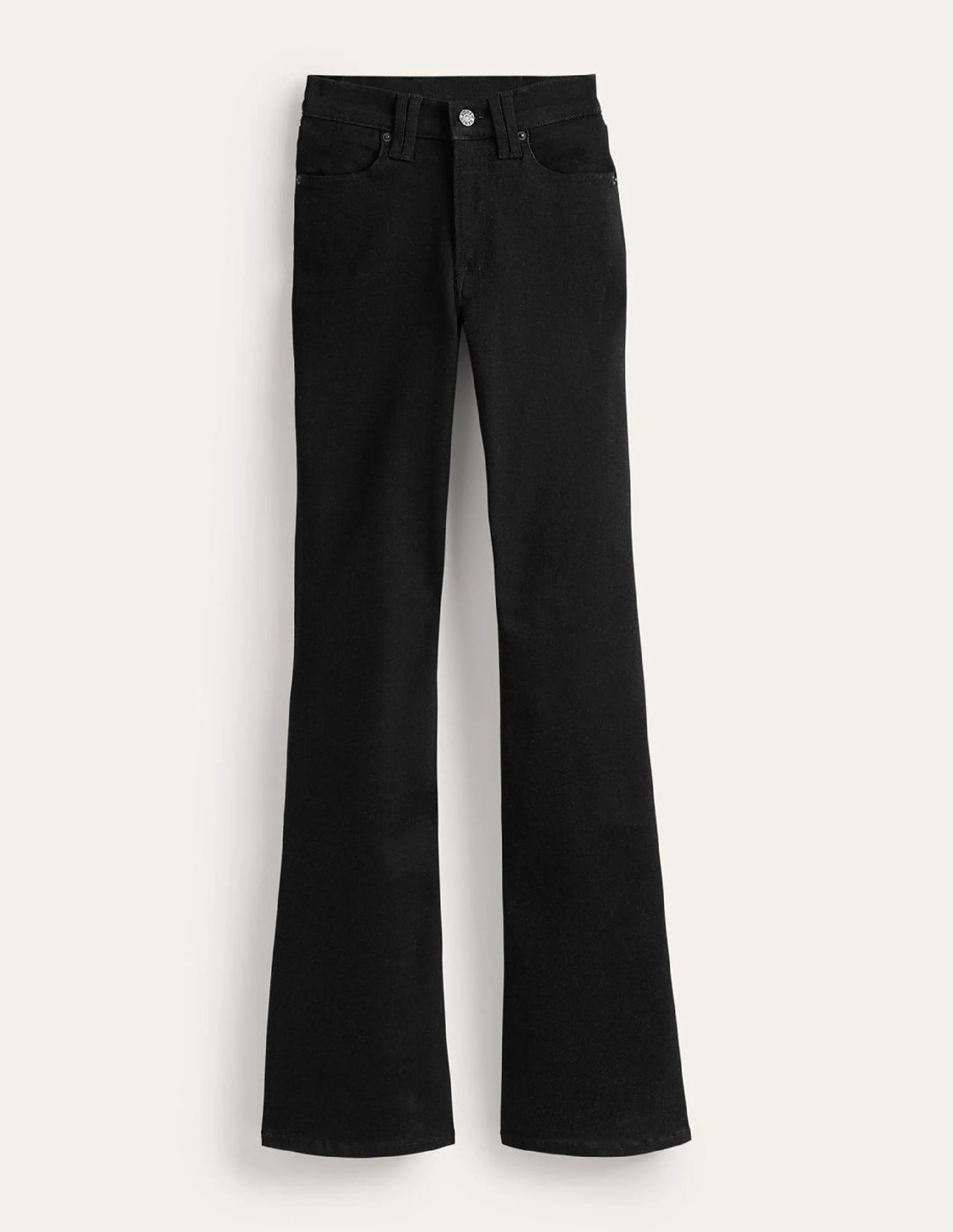 Schmale Jeans mit mittelhohem Bund und leichtem Schlag-Schwarz - Image 6
