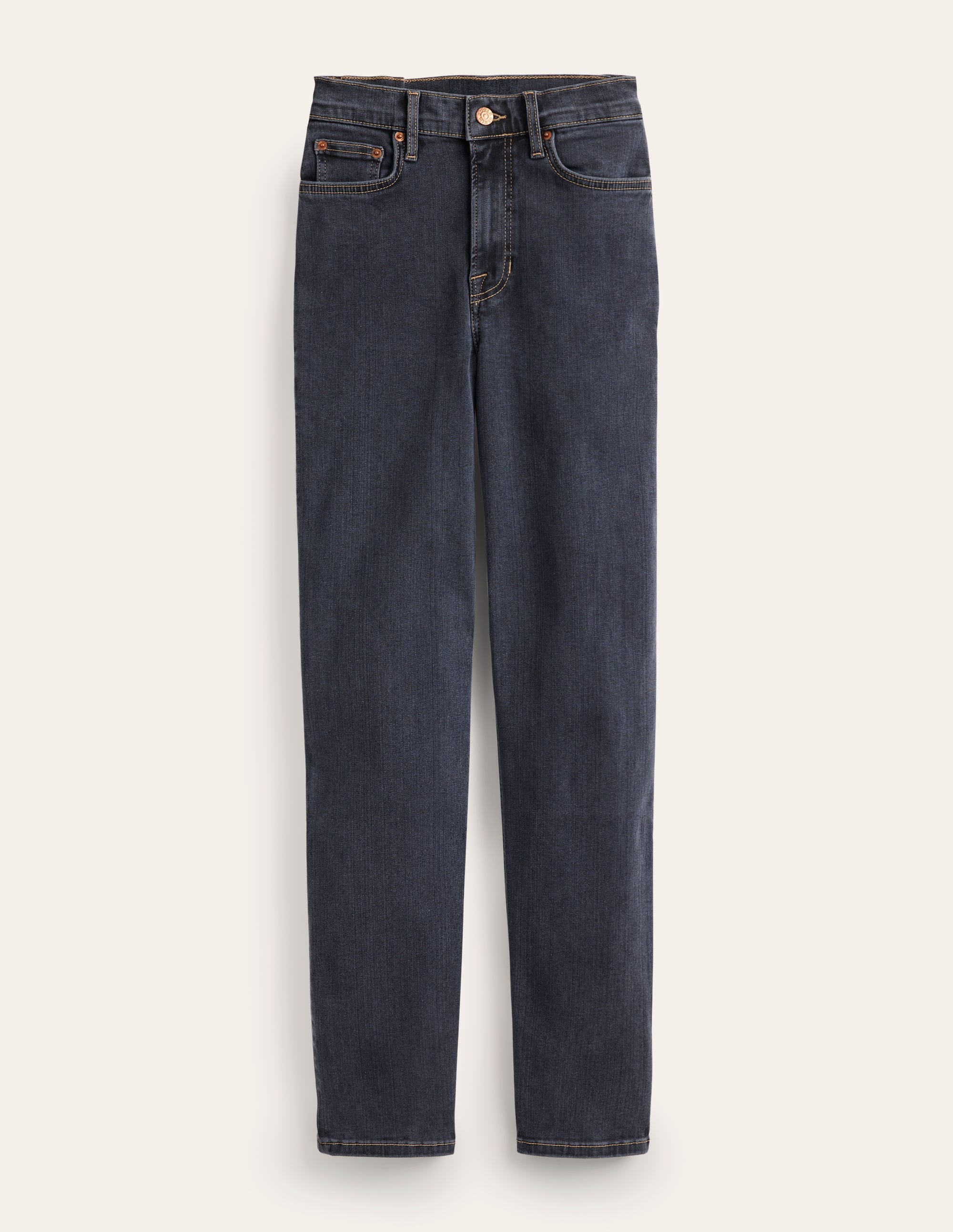 Schmale Jeans mit mittelhohem Bund-Verwaschenes Schwarz - Image 6