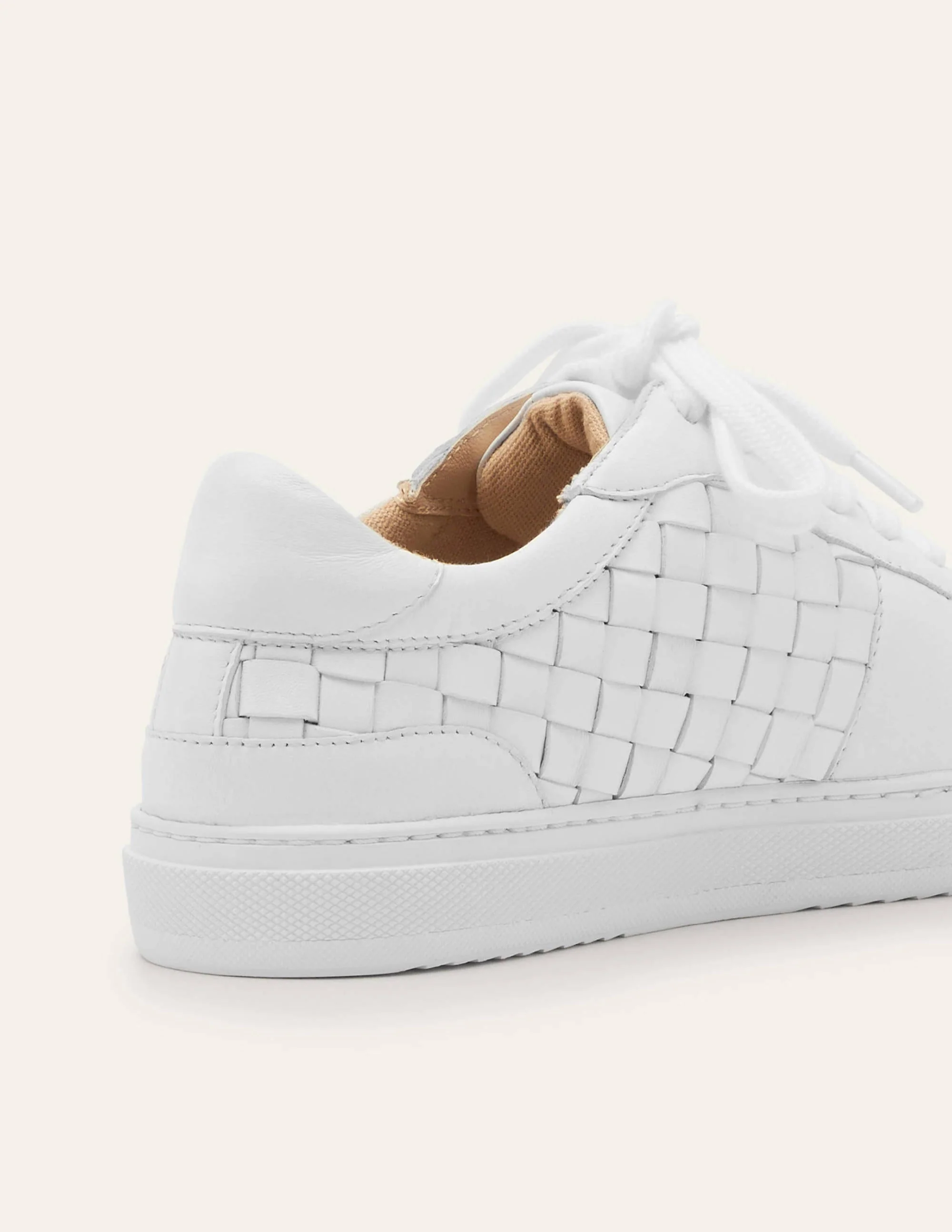 Schnürturnschuhe aus Leder-Weiß, Gewebt - Image 3