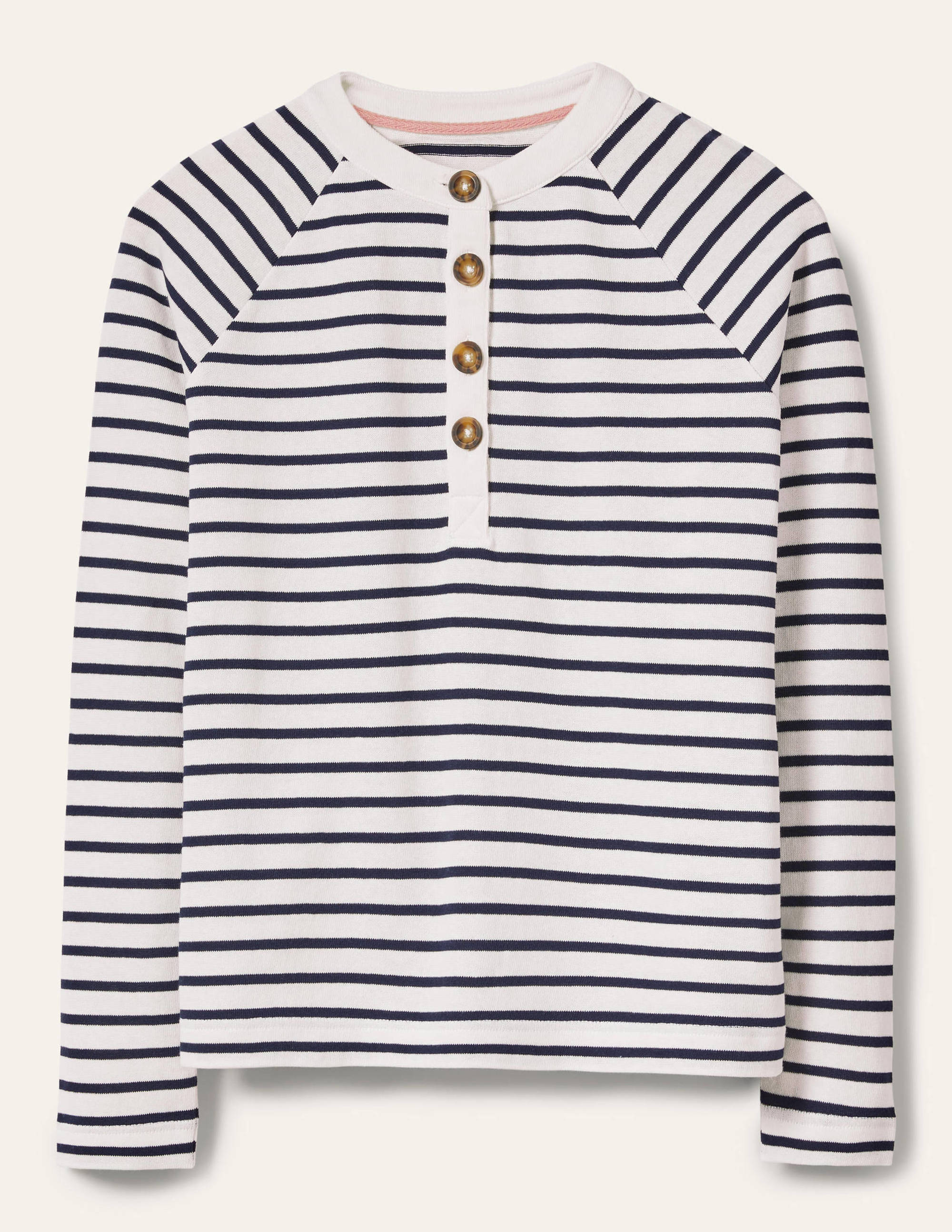 Schweres Henley-Oberteil-Naturweiß/Navy - Image 5