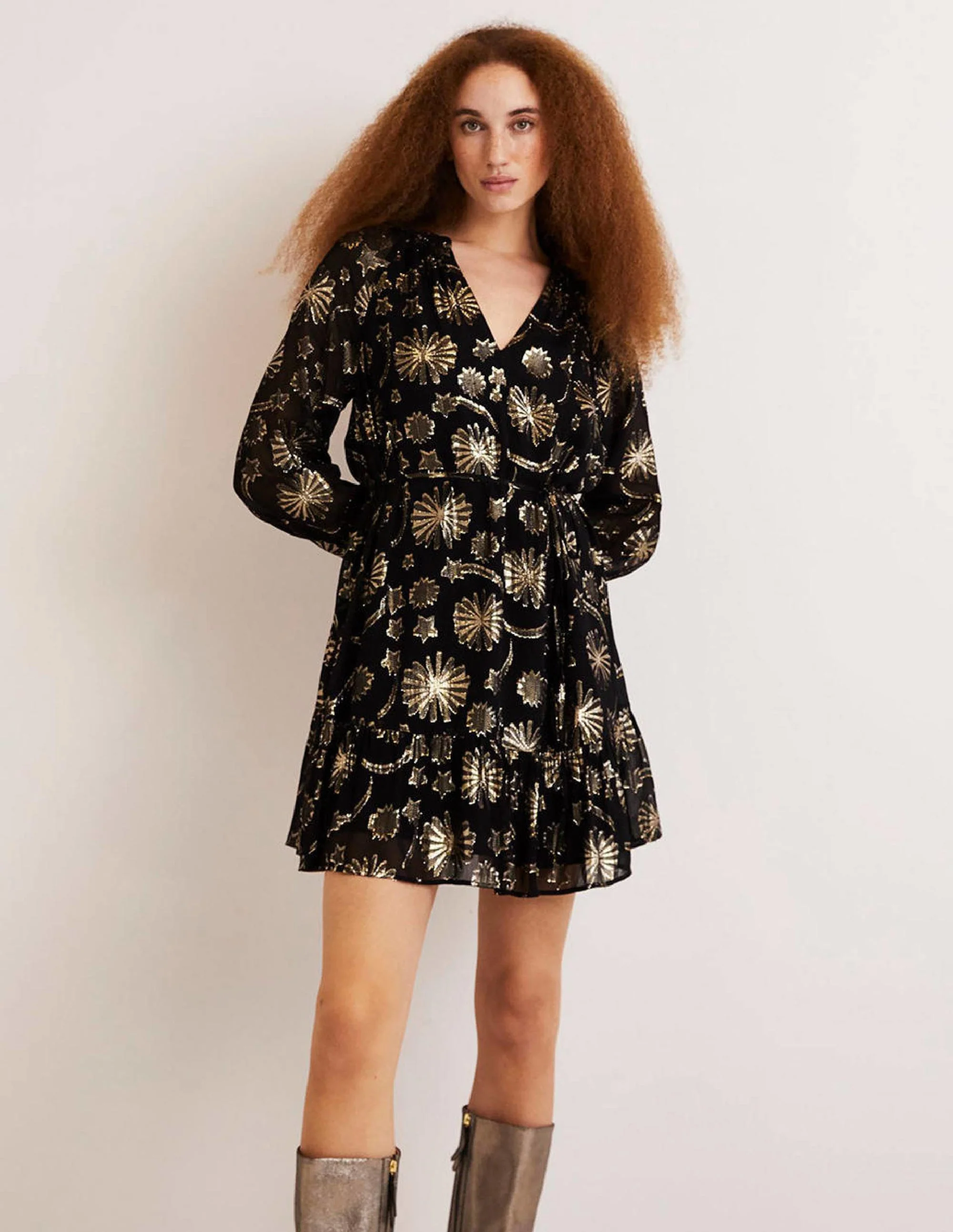 Schwungvolles Minikleid-Feuerwerksrot, Jacquard