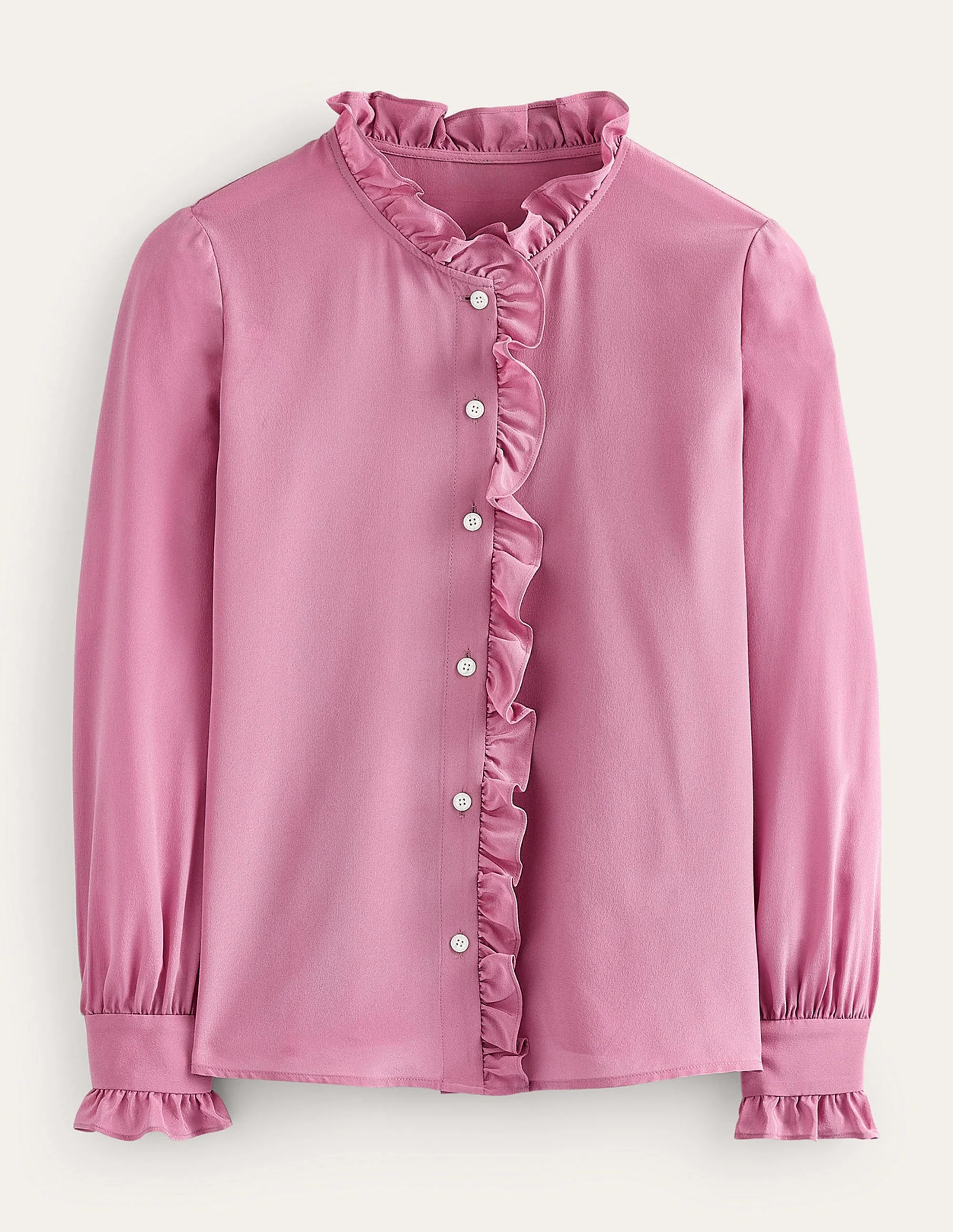 Seidenbluse mit Rüschenkragen-Erdbeer-Sorbet - Image 6