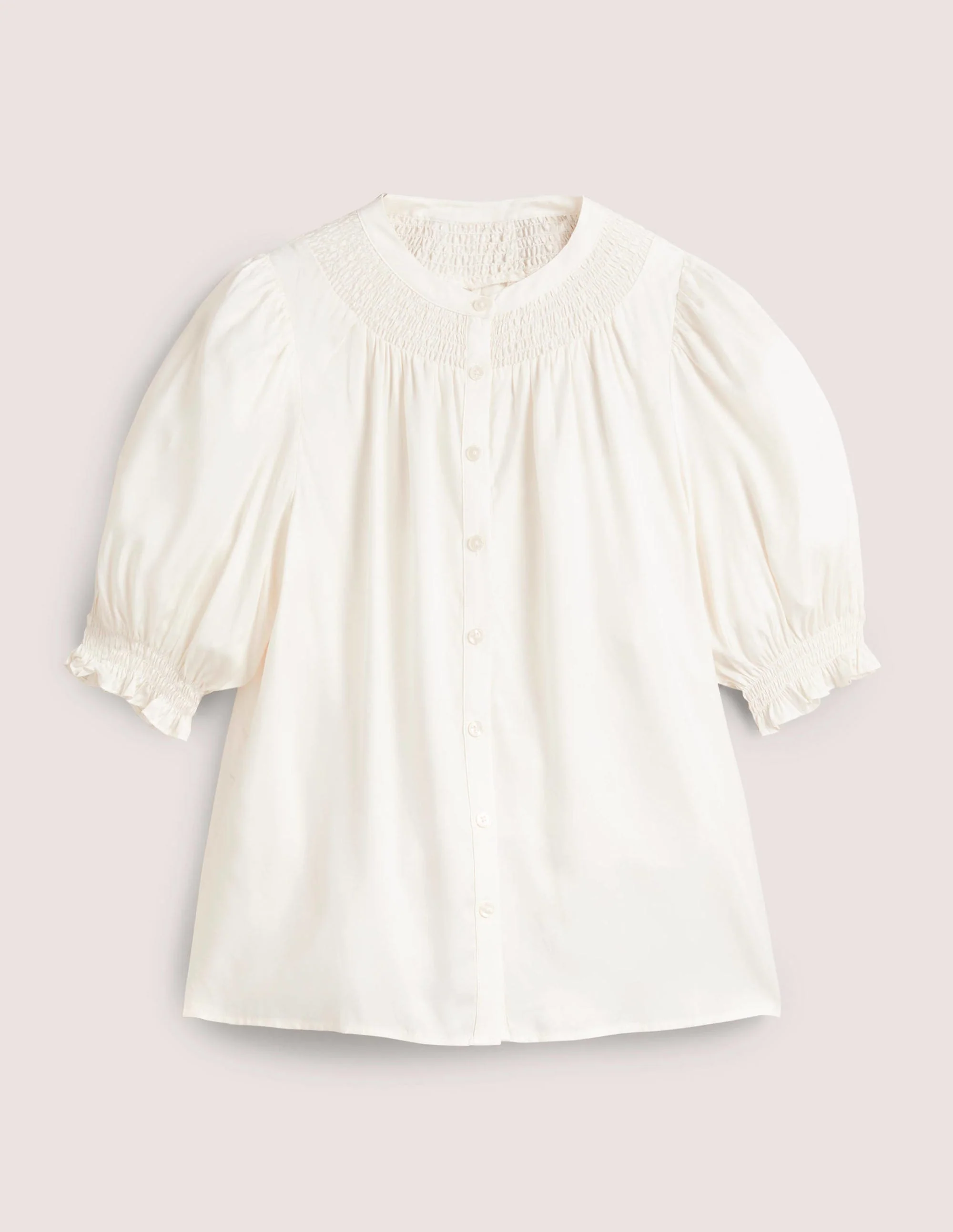 Seidenbluse mit Smokdetails-Naturweiß - Image 6