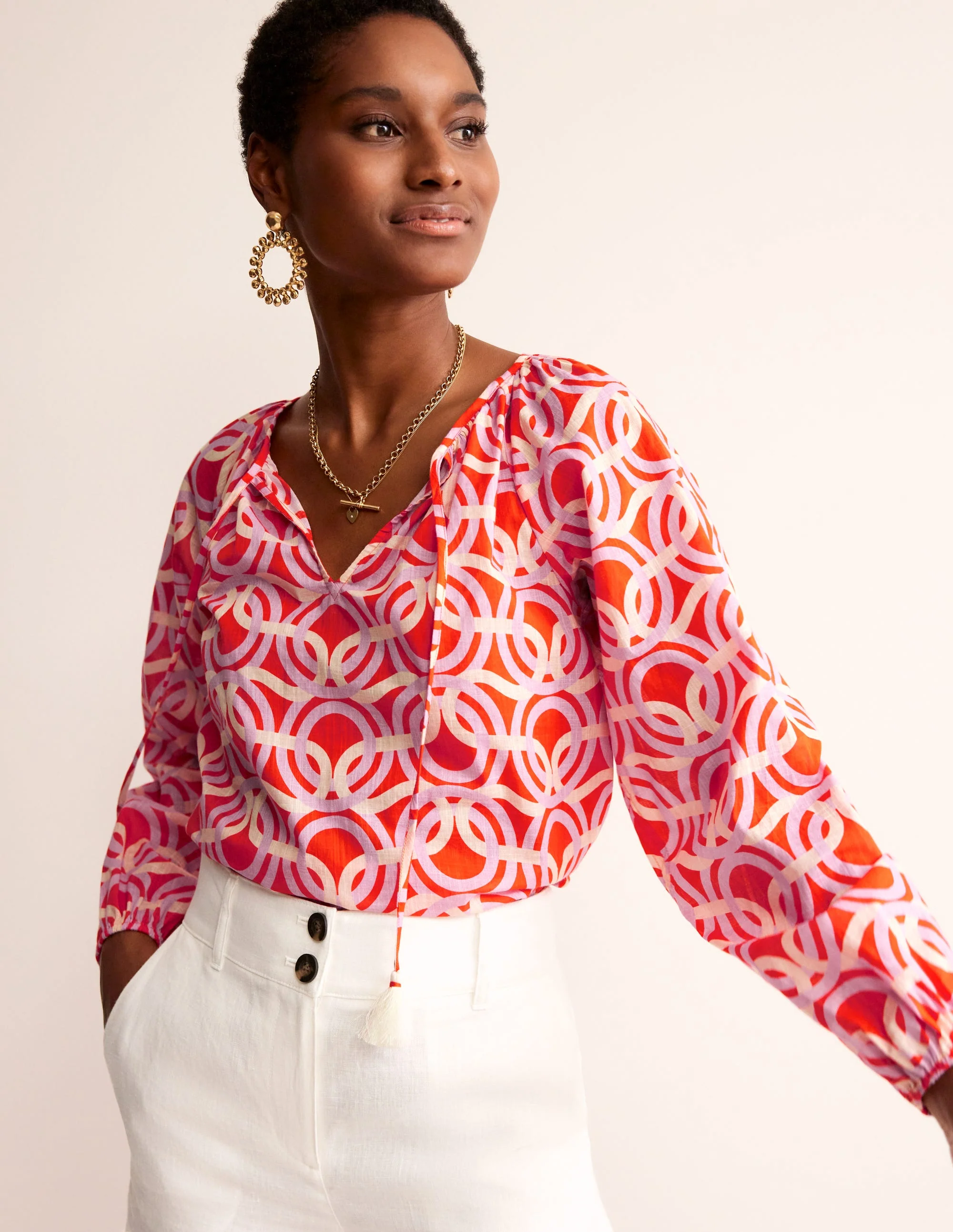 Serena Baumwollbluse-Fiesta, Geo Wirbel - Image 4