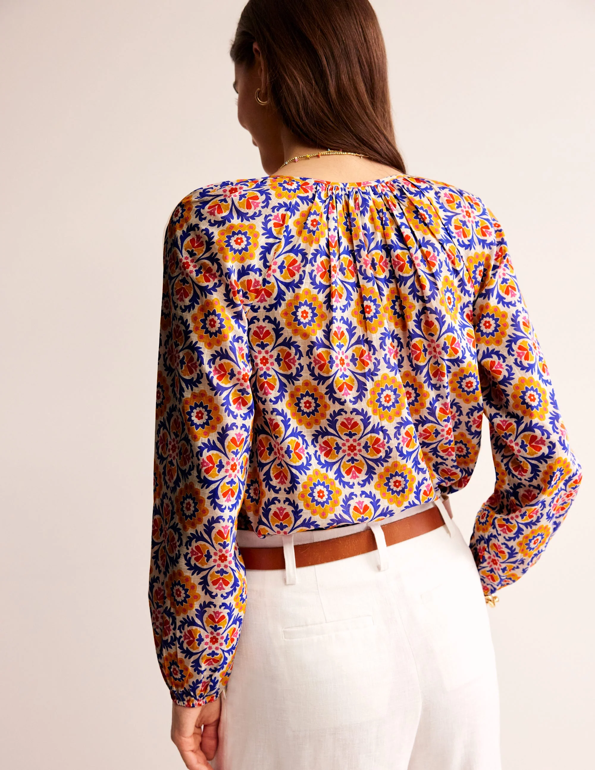 Serena Baumwollbluse-Künstlerisches Gold, Mosaik Blüte - Image 3