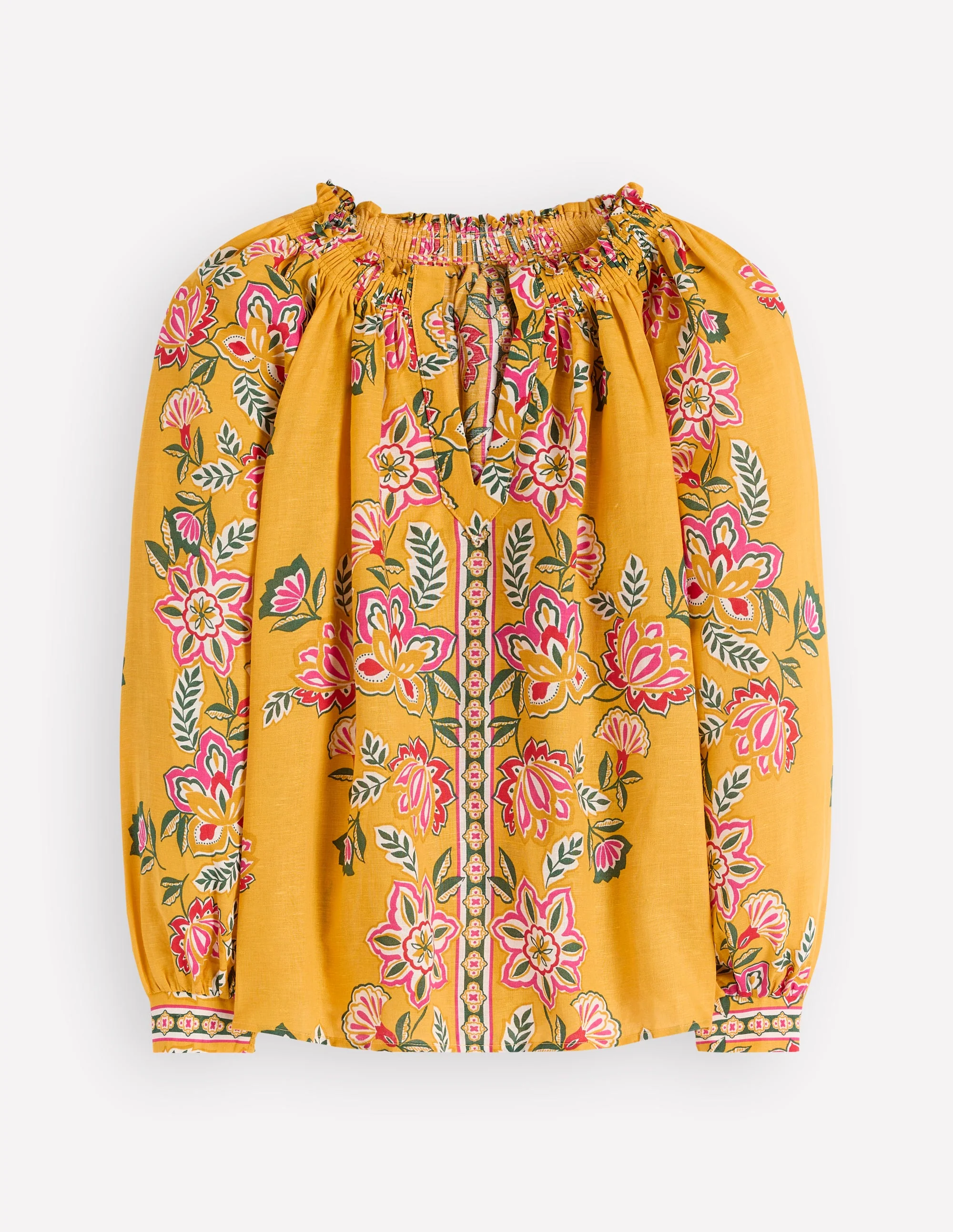 Serena Leinenoberteil mit Faltendetail am Ausschnitt-Ringelblume, Blüten-Eleganz - Image 6