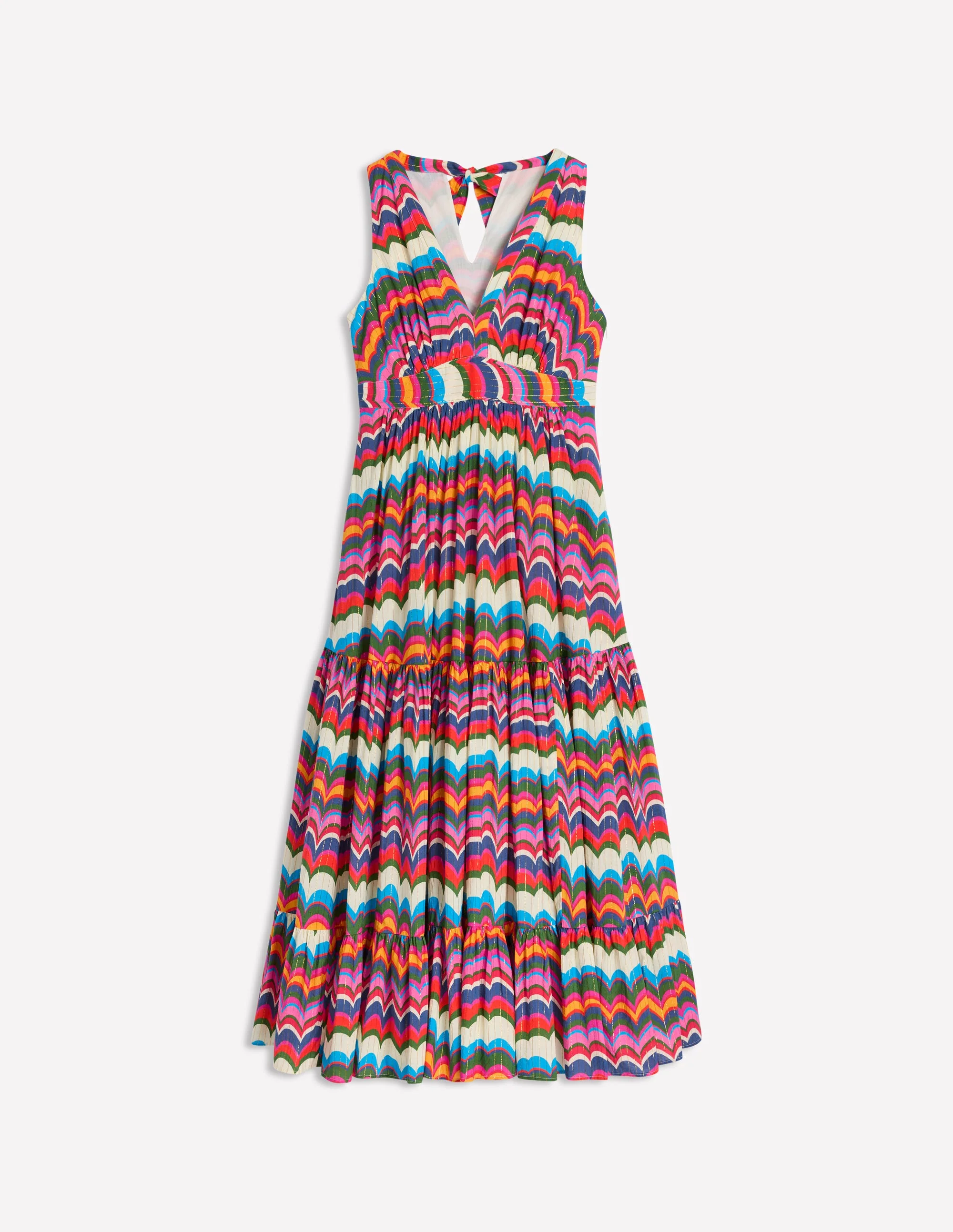 Serena Maxikleid aus Baumwolle zum Binden-Bunt, Abstrakte Welle - Image 7