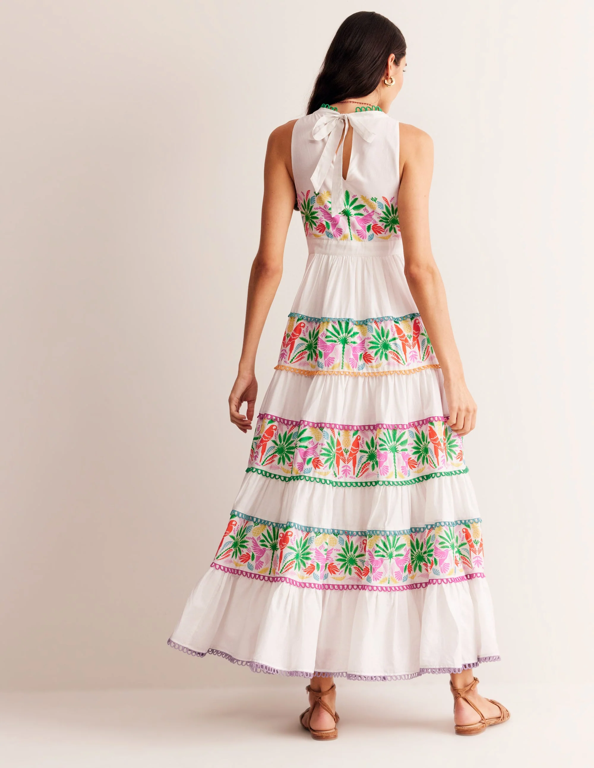 Serena Maxikleid aus Baumwolle zum Binden-Bunt Tropischer Papagei - Image 4