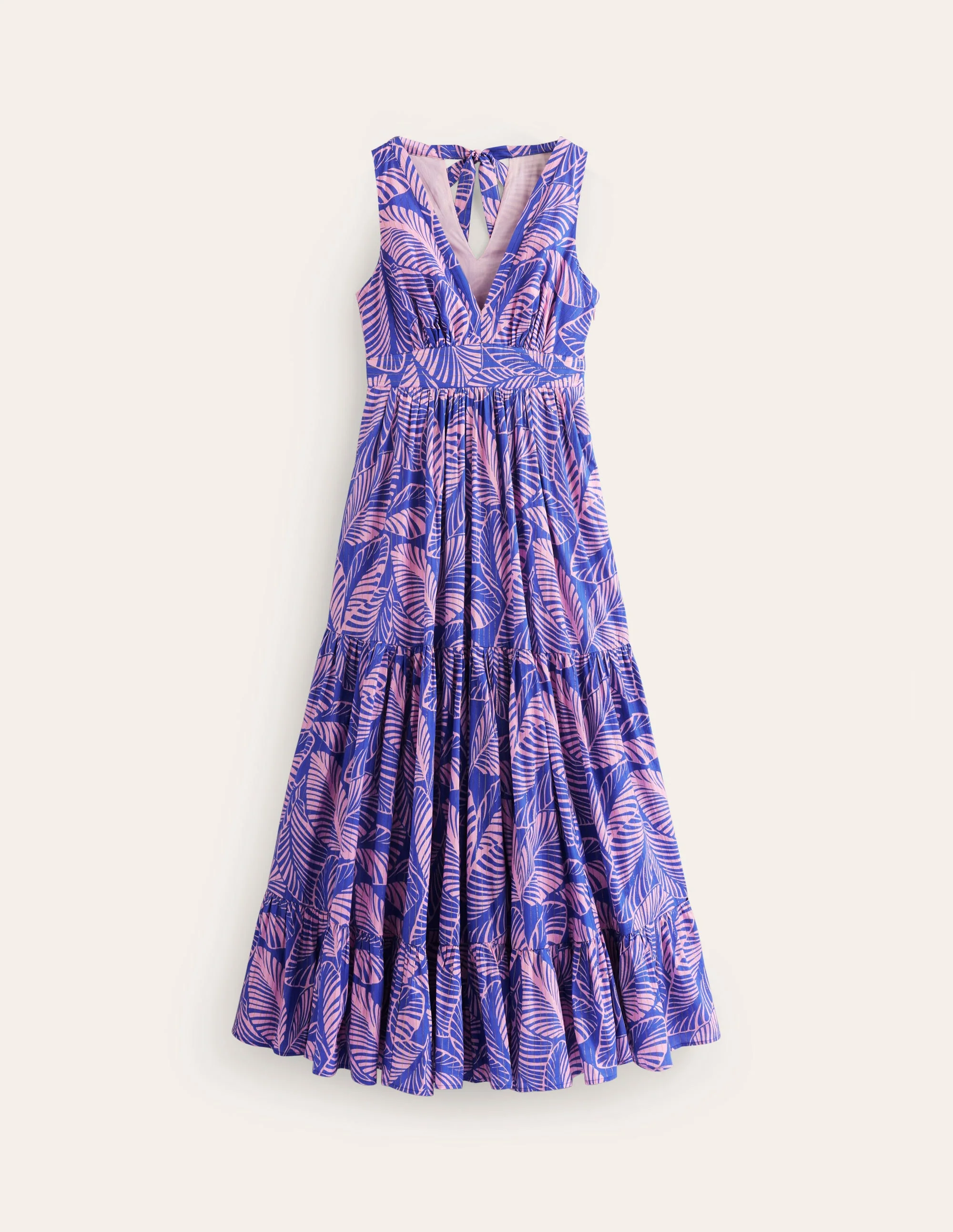 Serena Maxikleid aus Baumwolle zum Binden-Surf The Web, Calathea-Blatt - Image 5