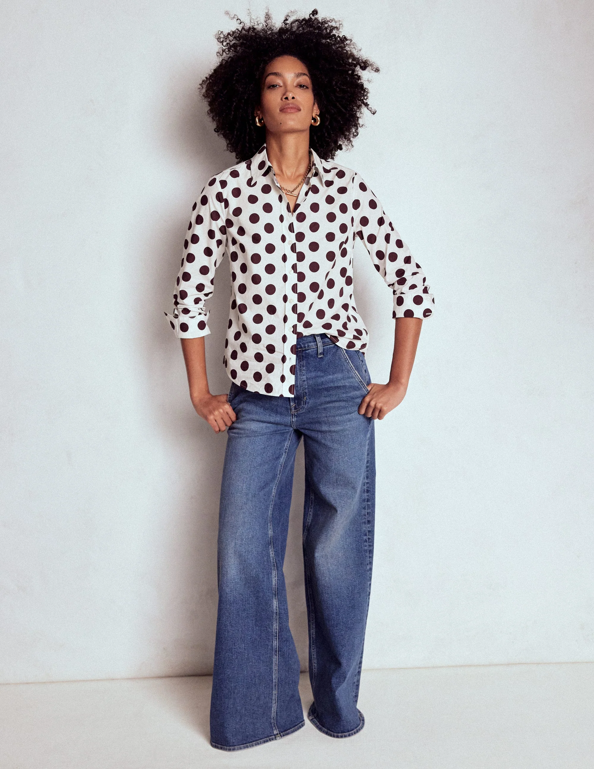 Sienna Baumwollhemd-Dunkler Blauregen, Punkte - Image 4