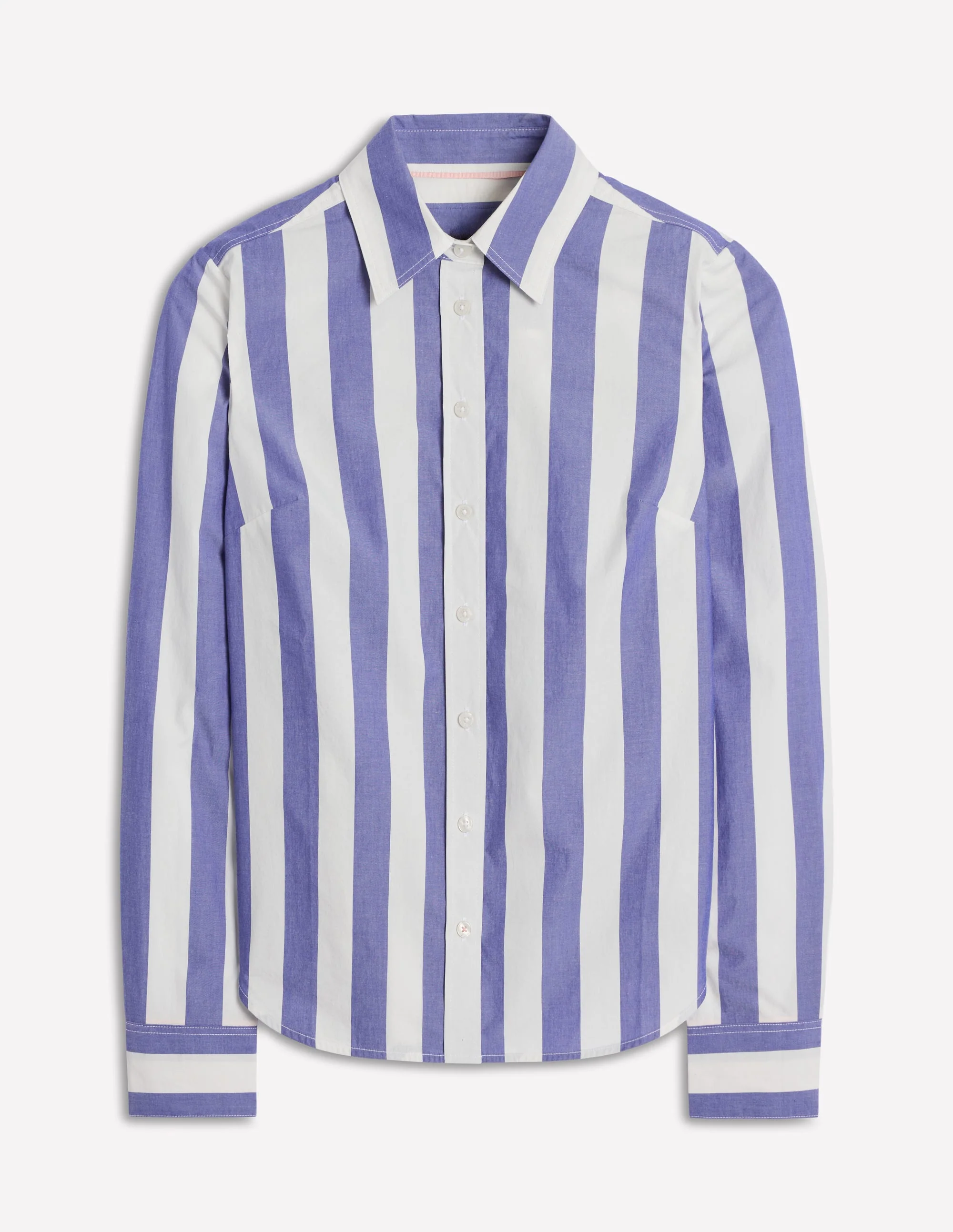 Sienna Baumwollhemd-Leuchtendes Blau und Naturweiß Streifen - Image 5