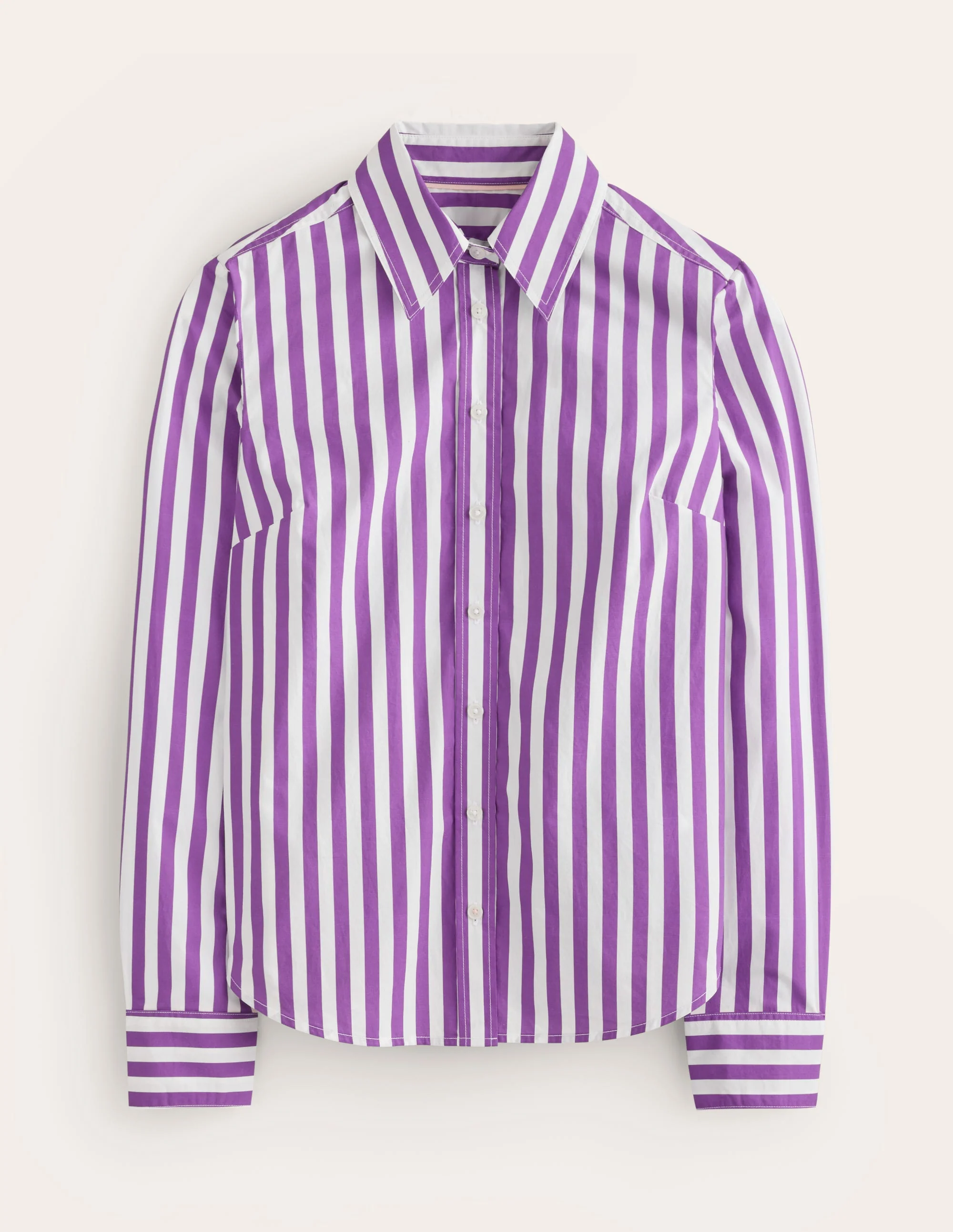 Sienna Baumwollhemd-Royal-Violett, Naturweiß Streifen - Image 6