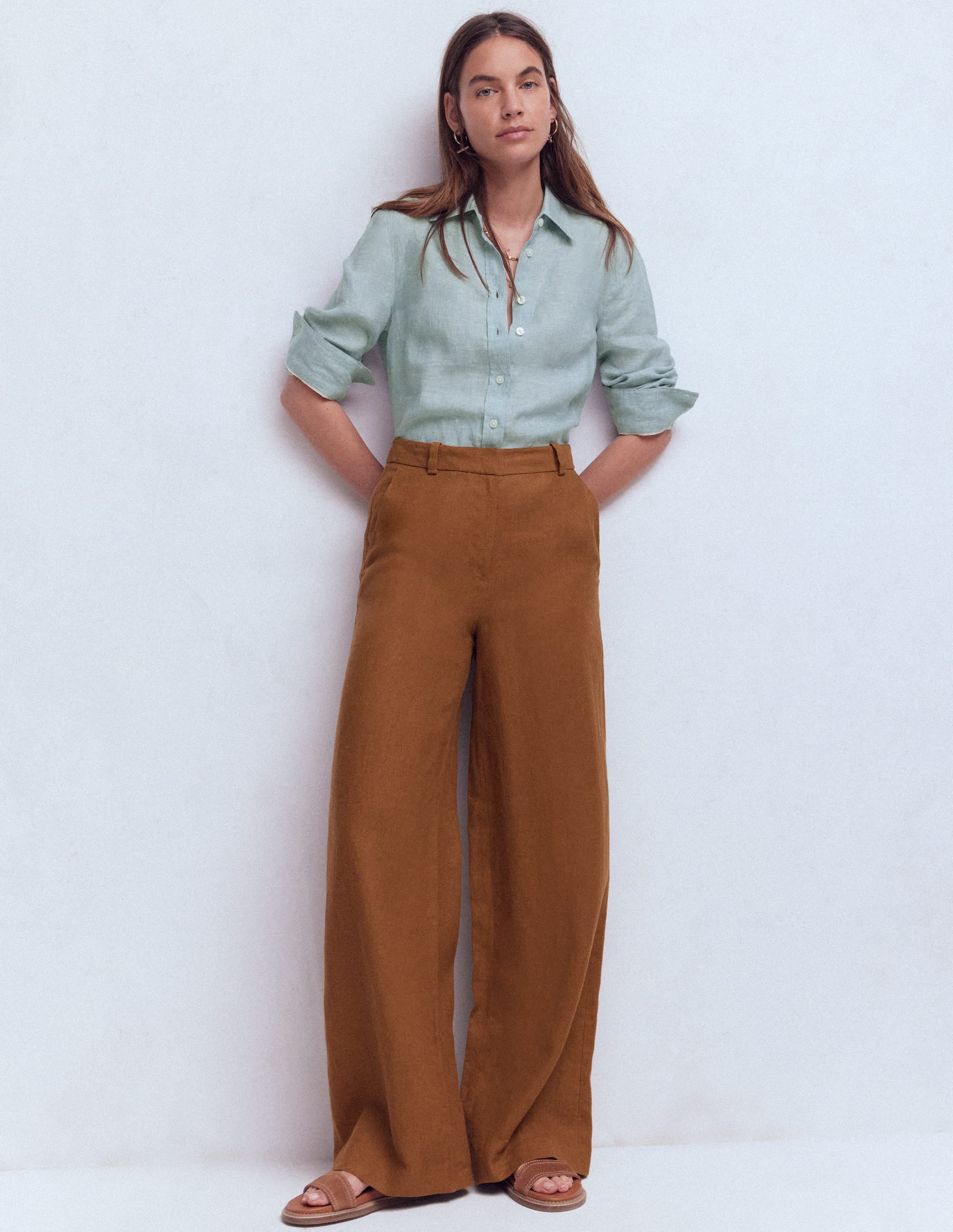 Sienna Leinenhemd-Blauer Faux-Uni