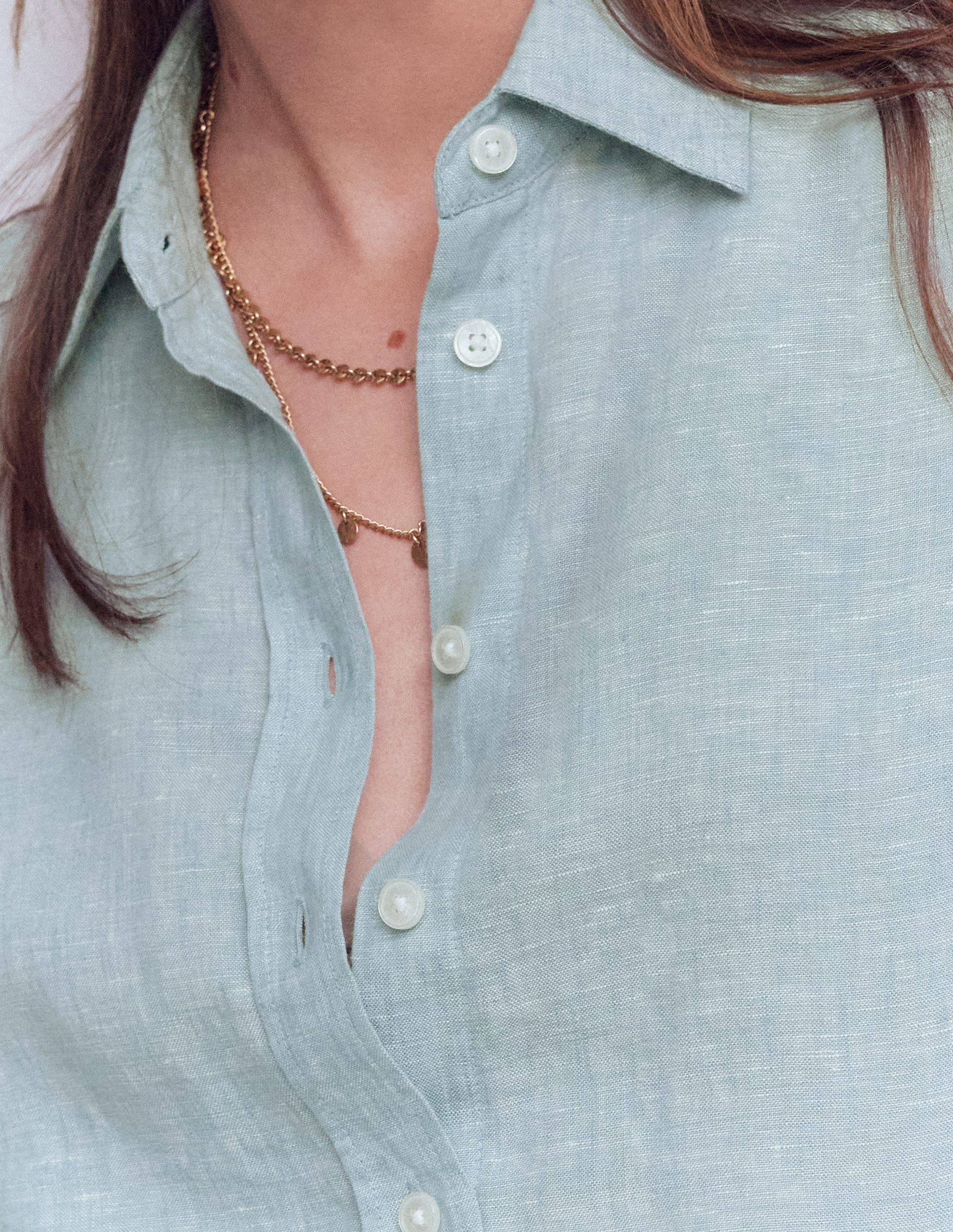 Sienna Leinenhemd-Blauer Faux-Uni - Image 2