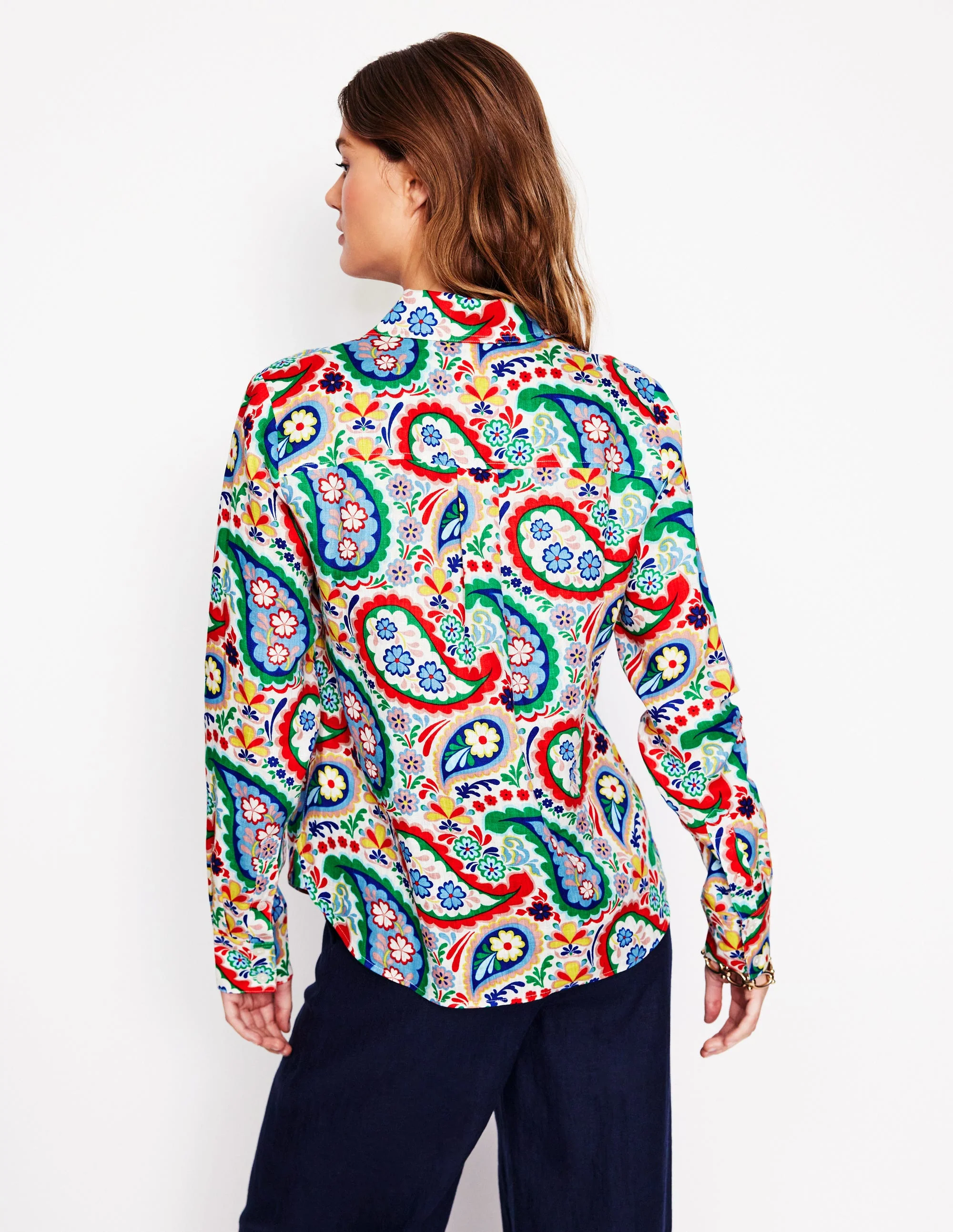 Sienna Leinenhemd-Bunt Wiesen-Paisley - Image 5