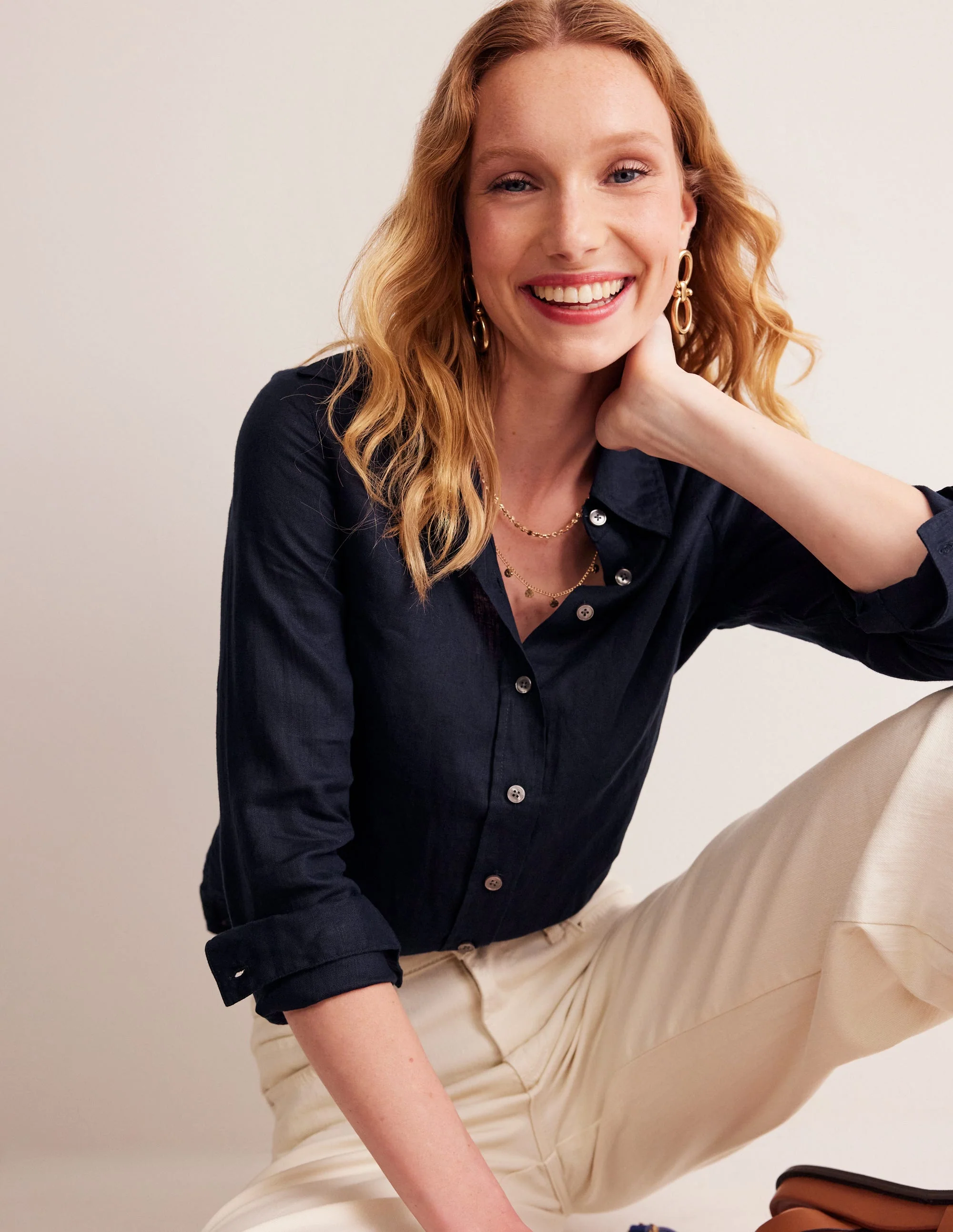 Sienna Leinenhemd-Marineblau