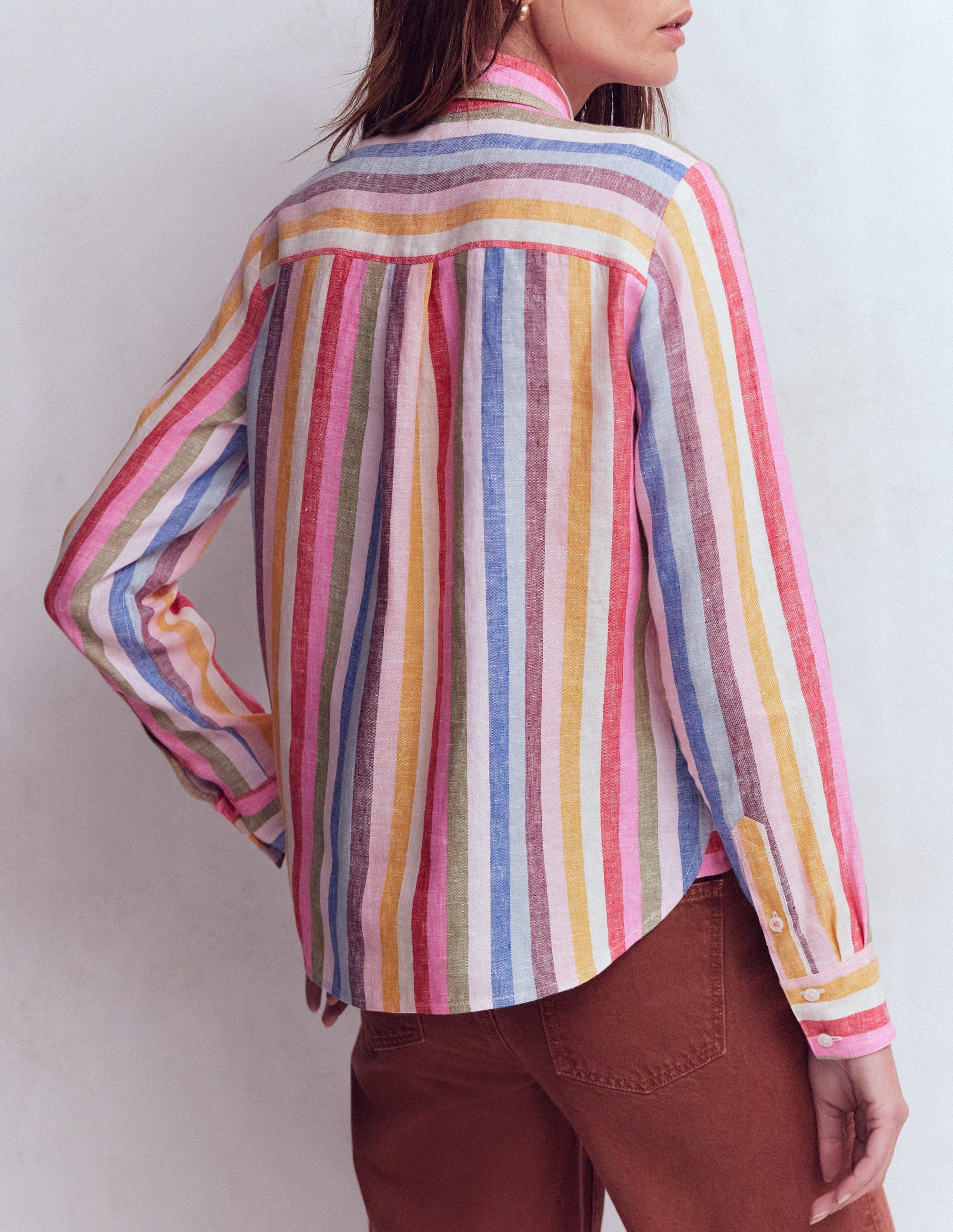 Sienna Leinenhemd-Rosa, Grün, Lila Bunt - Image 3