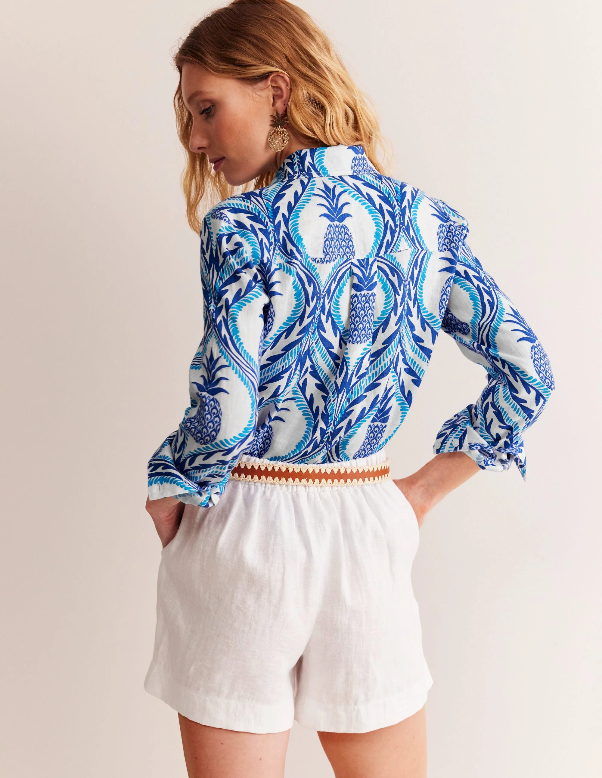 Sienna Leinenhemd-Surf The Web, Ananas Welle - Image 3