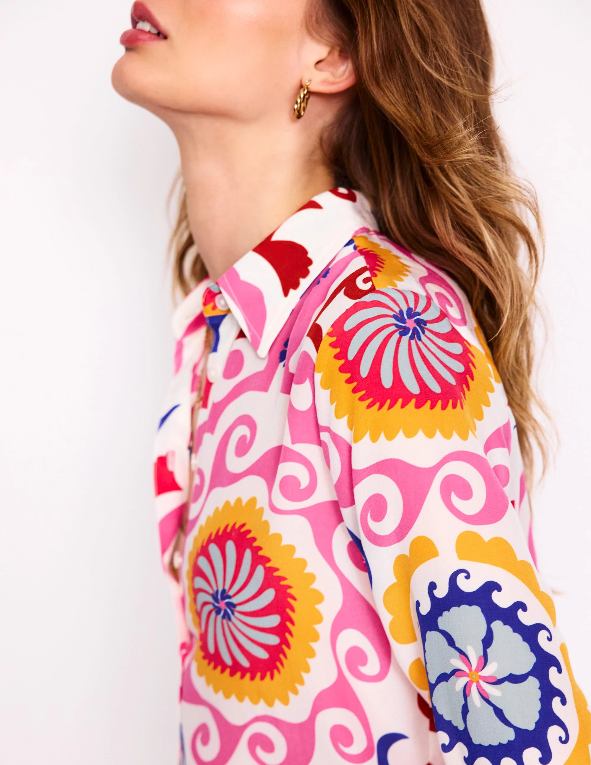Sienna Seidenhemd-Bunt, Zierwelle - Image 2