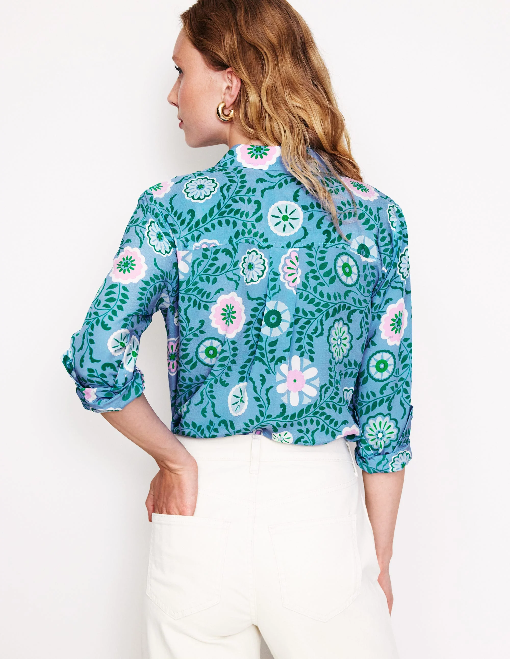 Sienna Seidenhemd-Vintage-Blau, Wiesenrebe - Image 3