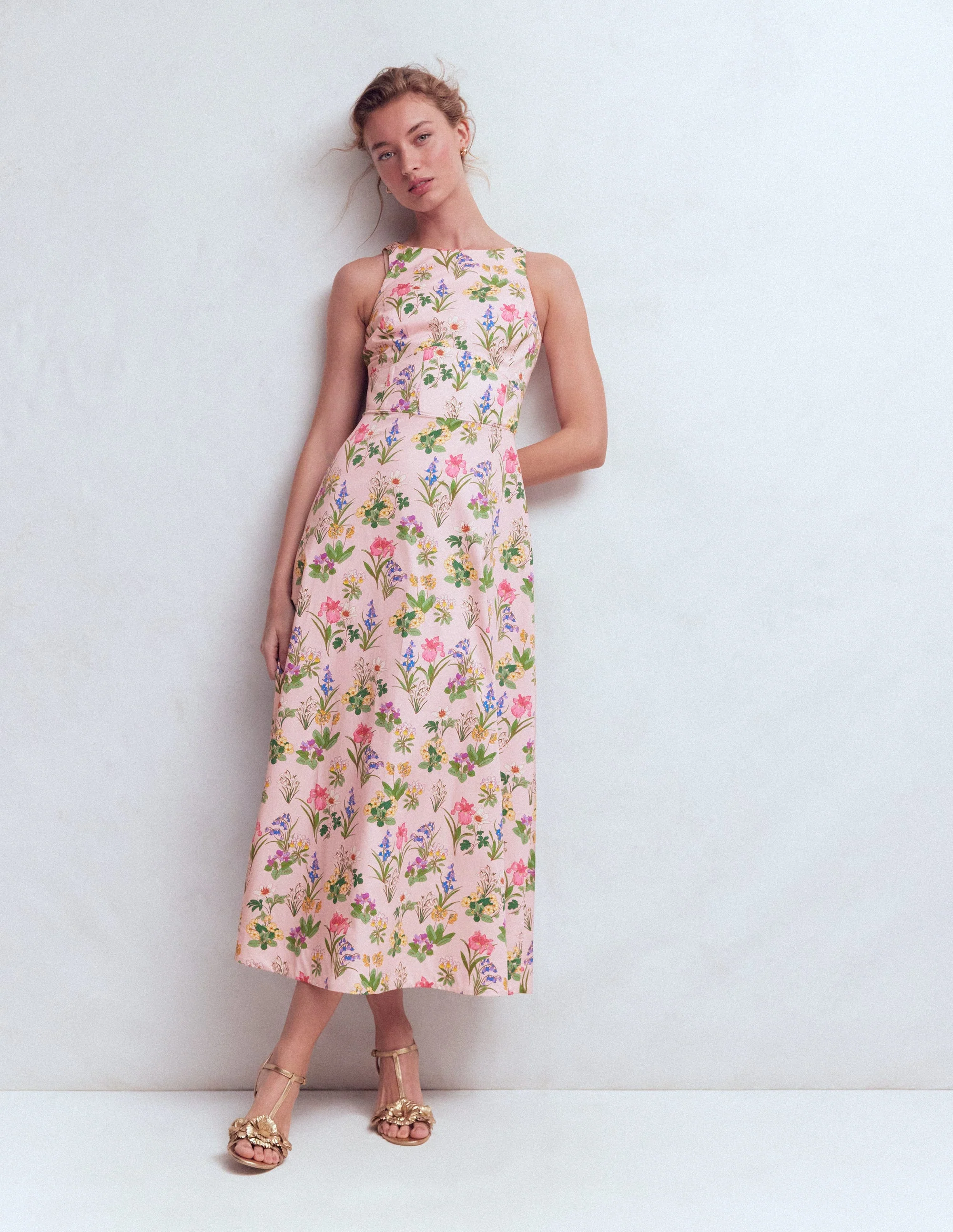 Silvia Maxikleid mit Korsettstäbchen am Oberteil-Französisches Rosa, Zarte Blüten - Image 4