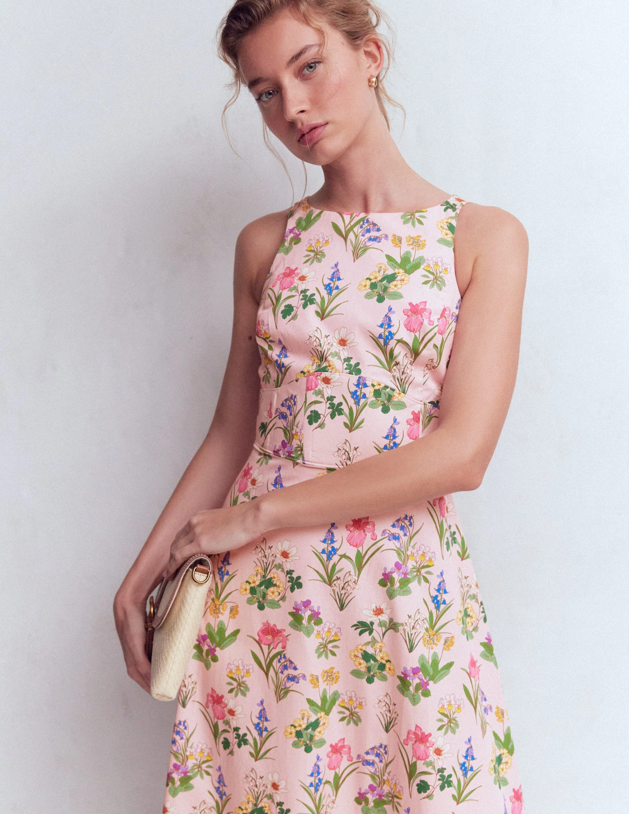 Silvia Maxikleid mit Korsettstäbchen am Oberteil-Französisches Rosa, Zarte Blüten - Image 5