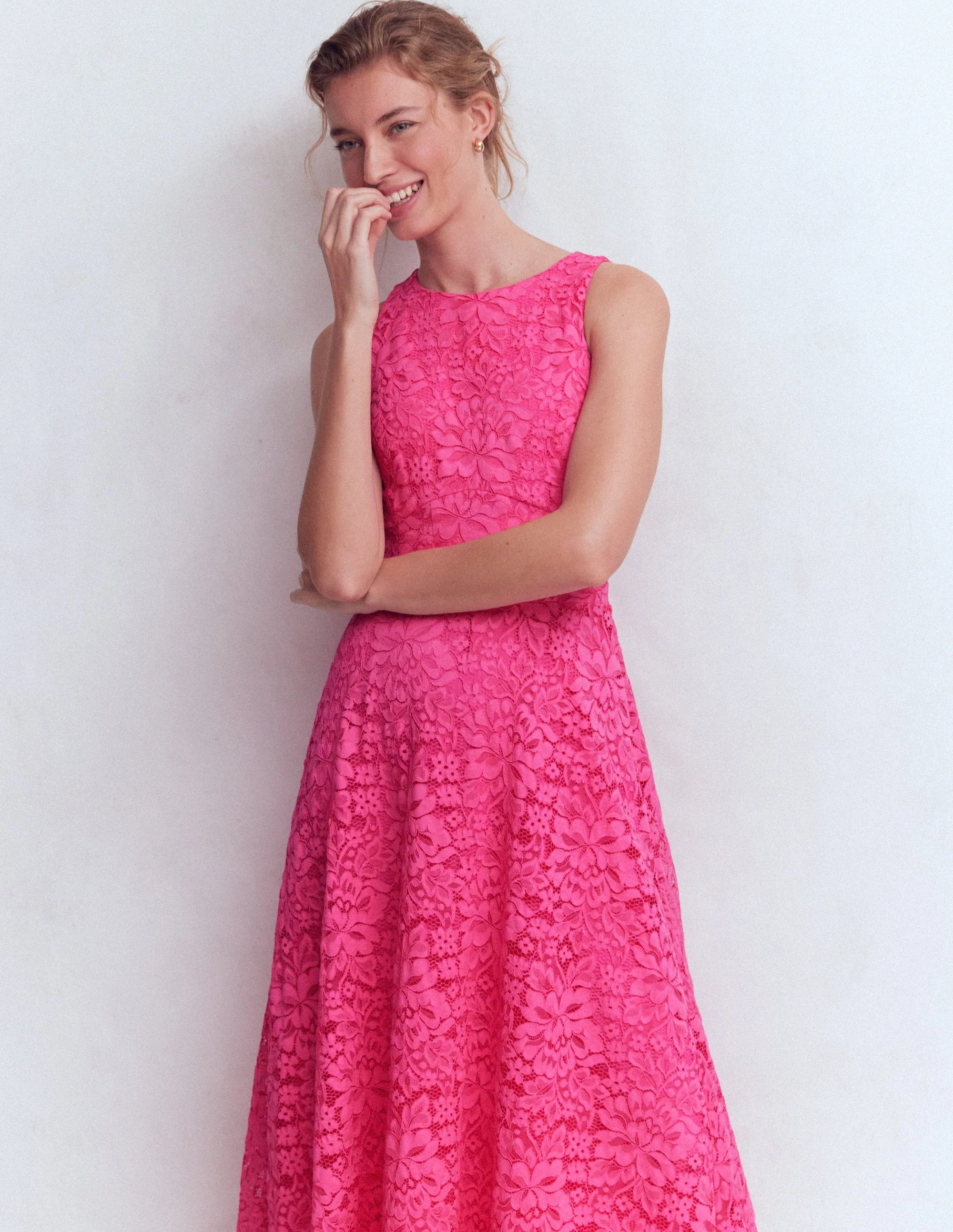 Silvia Maxikleid mit Korsettstäbchen am Oberteil-Kräftiges Rosa Spitze - Image 4