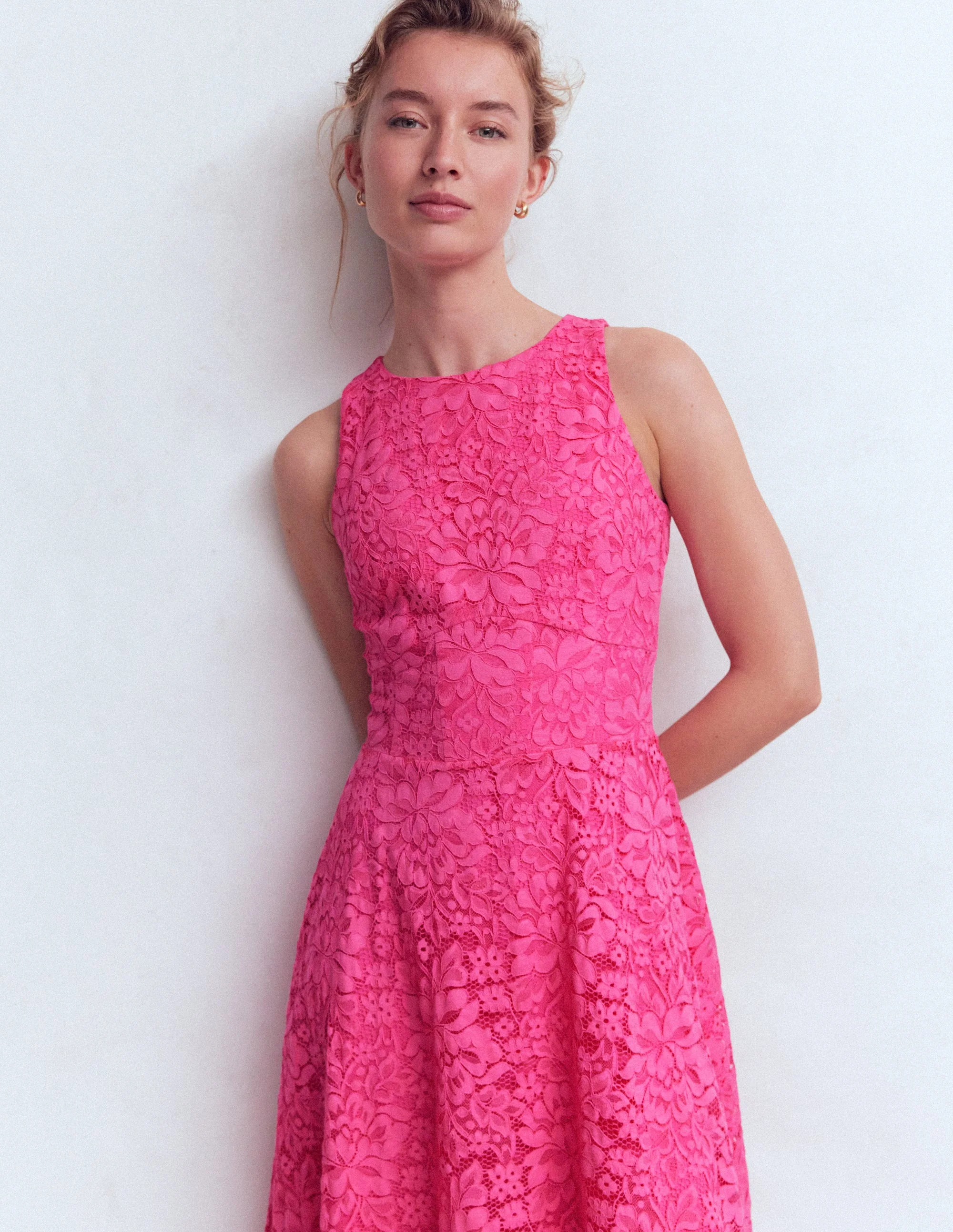 Silvia Maxikleid mit Korsettstäbchen am Oberteil-Kräftiges Rosa Spitze - Image 5