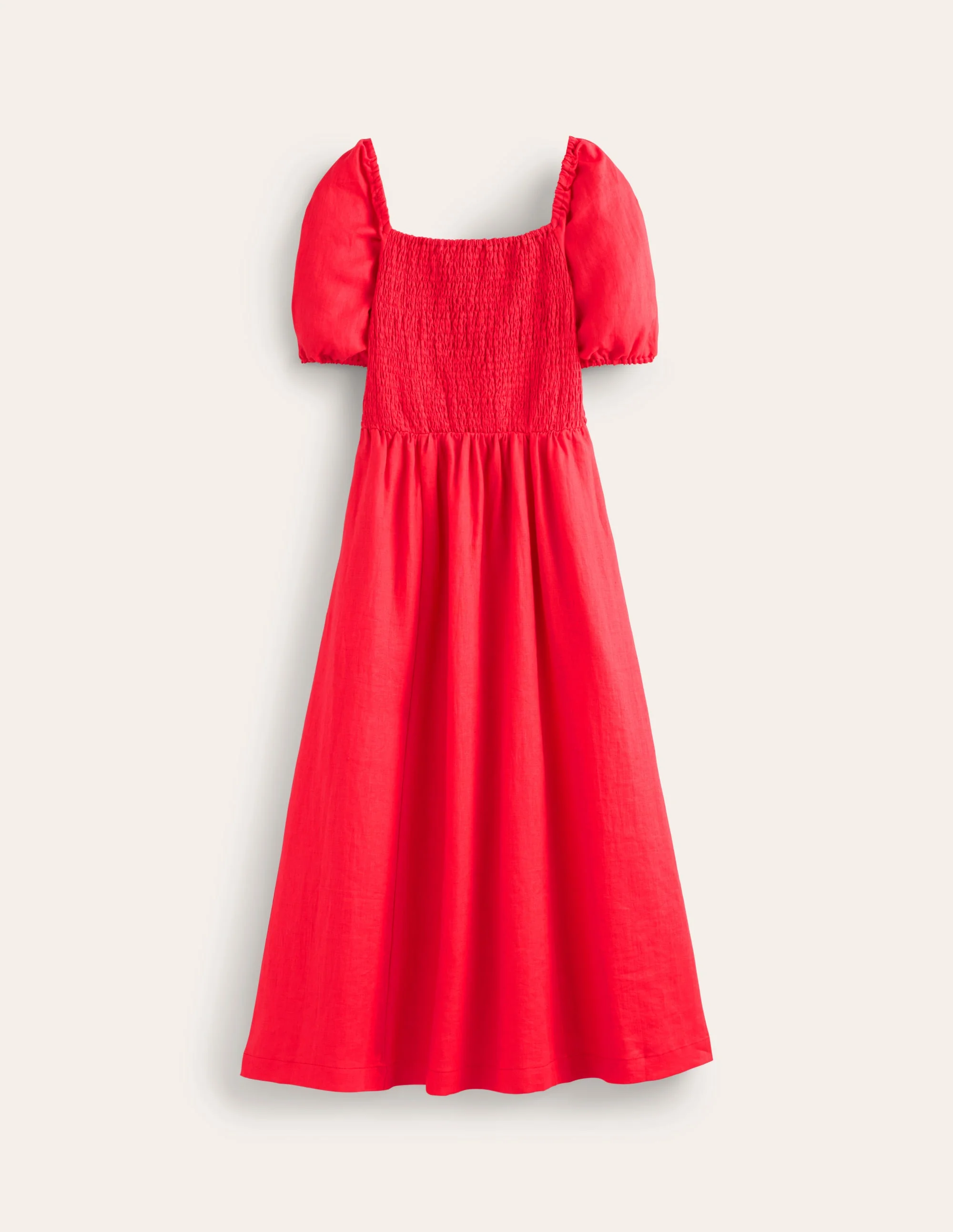 Sky Gesmoktes Midikleid aus Leinen-Hibiskus - Image 6