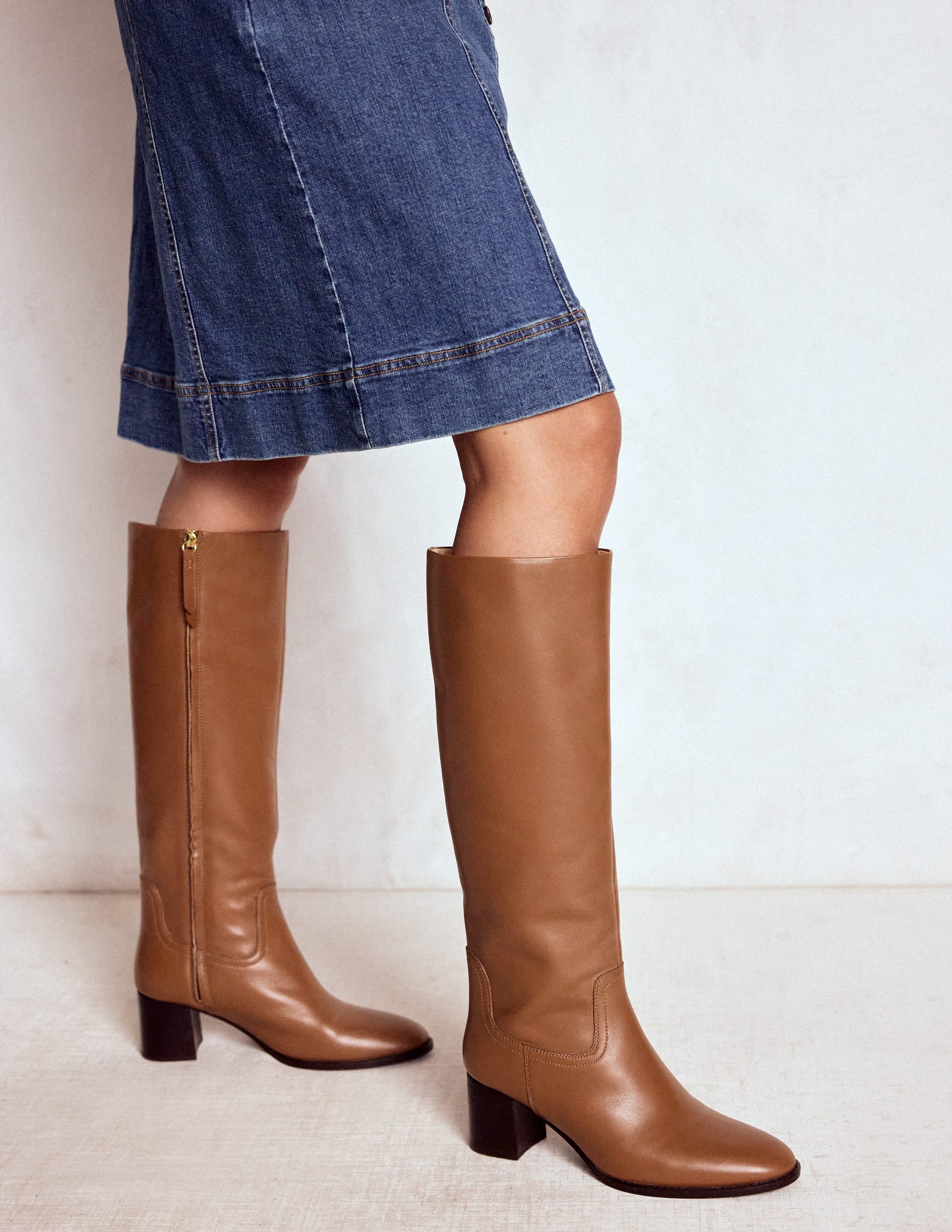 Skye Elegante, kniehohe Stiefel-Hellbraun - Image 2
