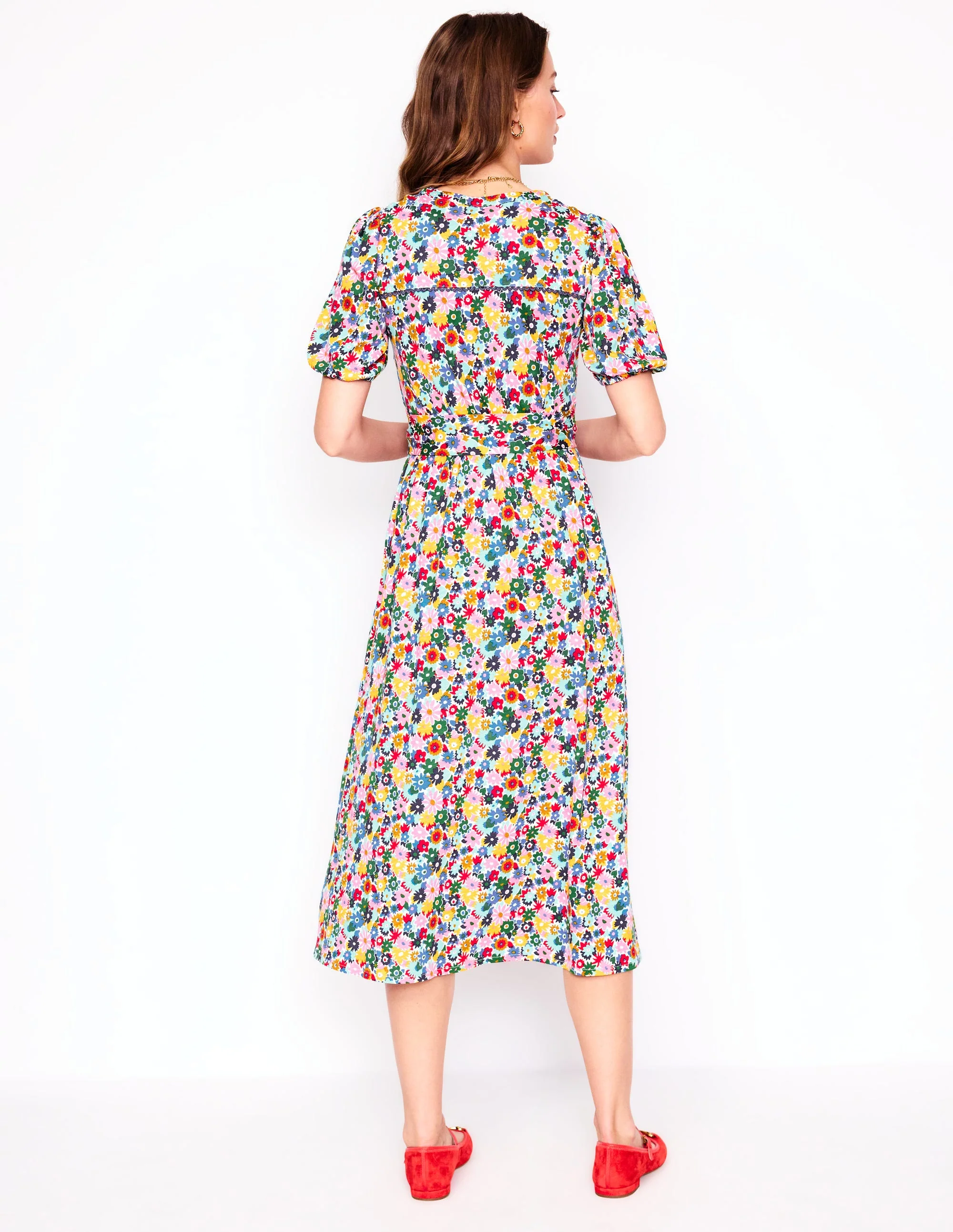 Sofia Jersey-Midikleid mit Besatz-Bunt, Malkasten Blümchen - Image 4