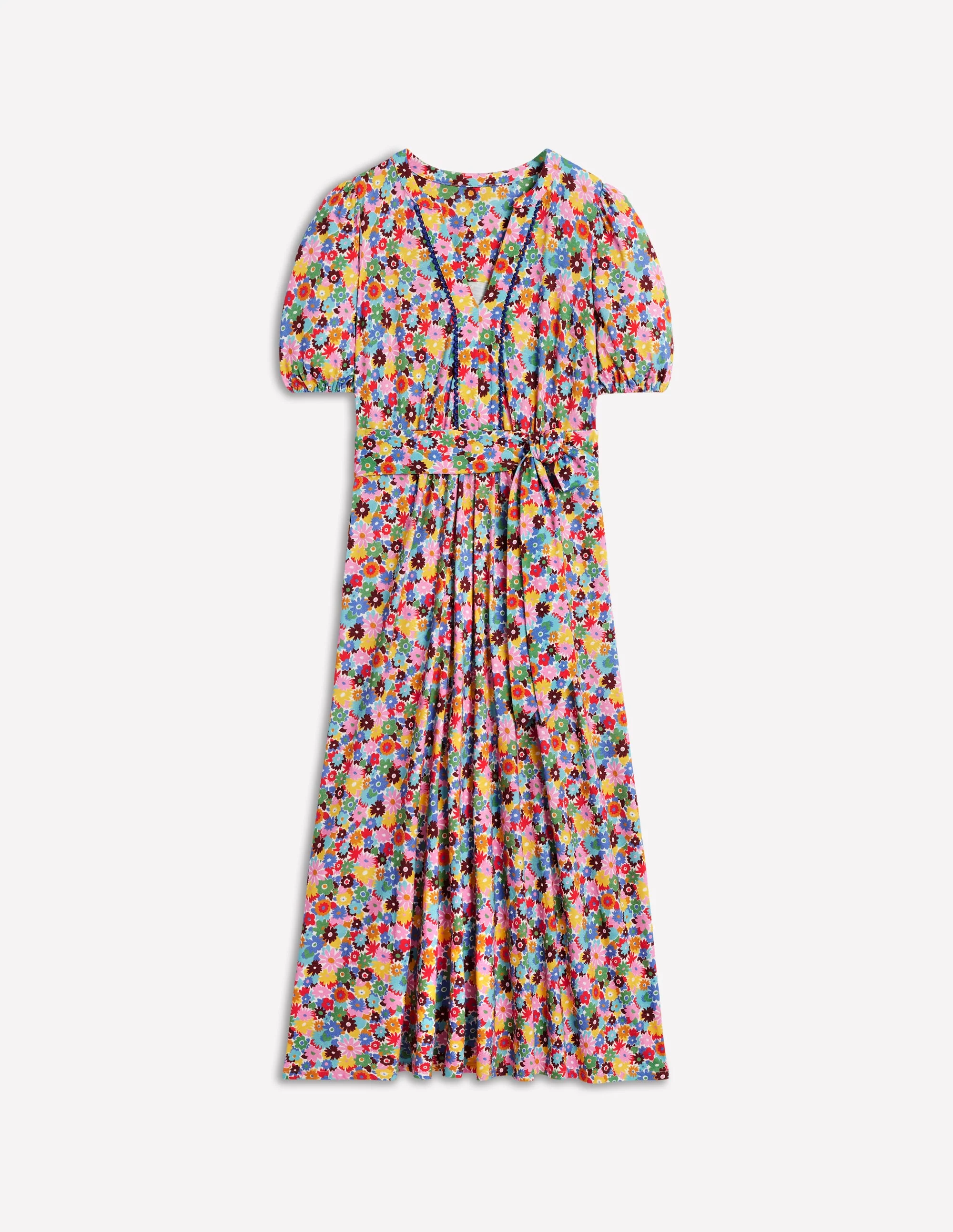 Sofia Jersey-Midikleid mit Besatz-Bunt, Malkasten Blümchen - Image 6