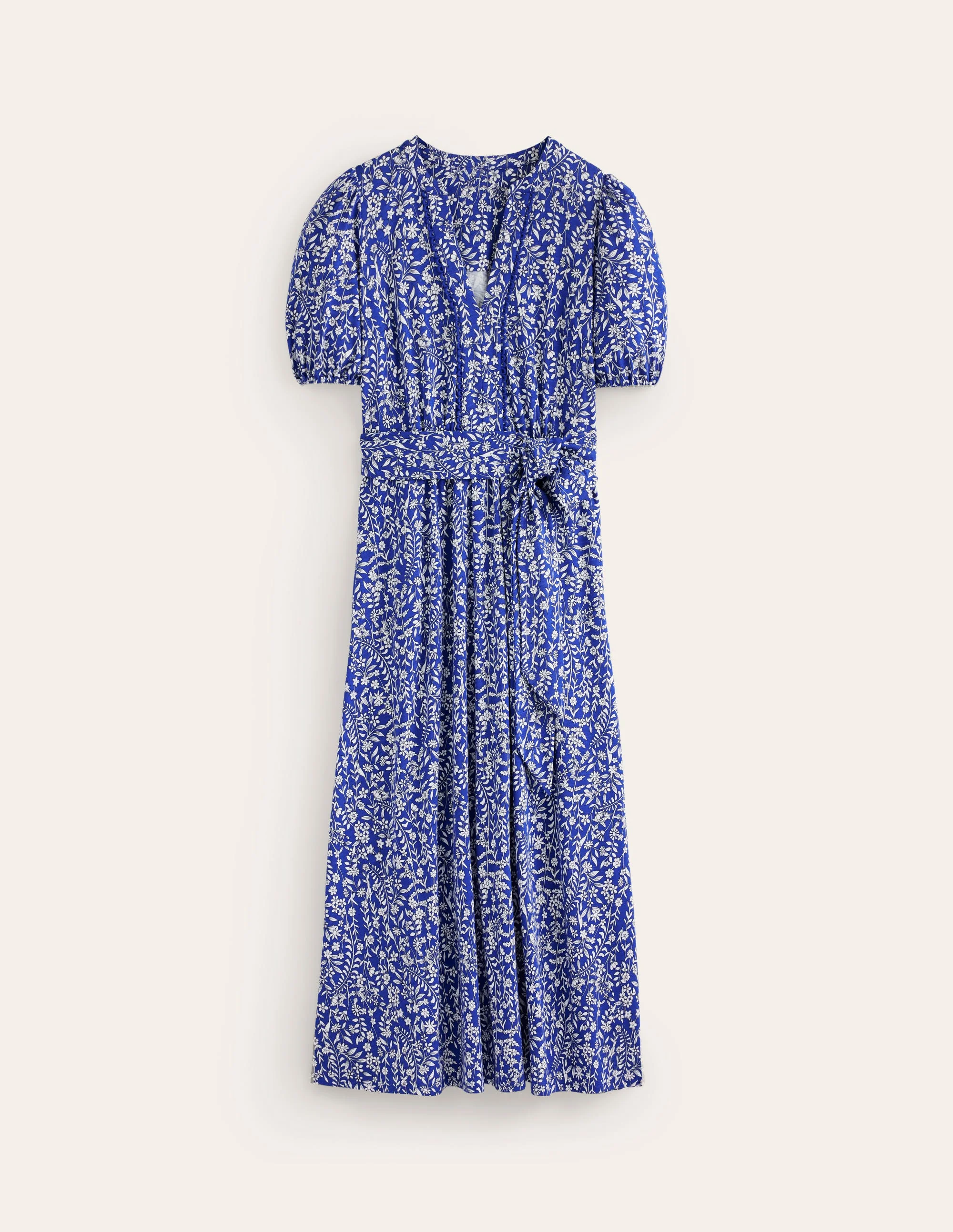 Sofia Jersey-Midikleid mit Besatz-Saphirblau, Laubknospe - Image 6